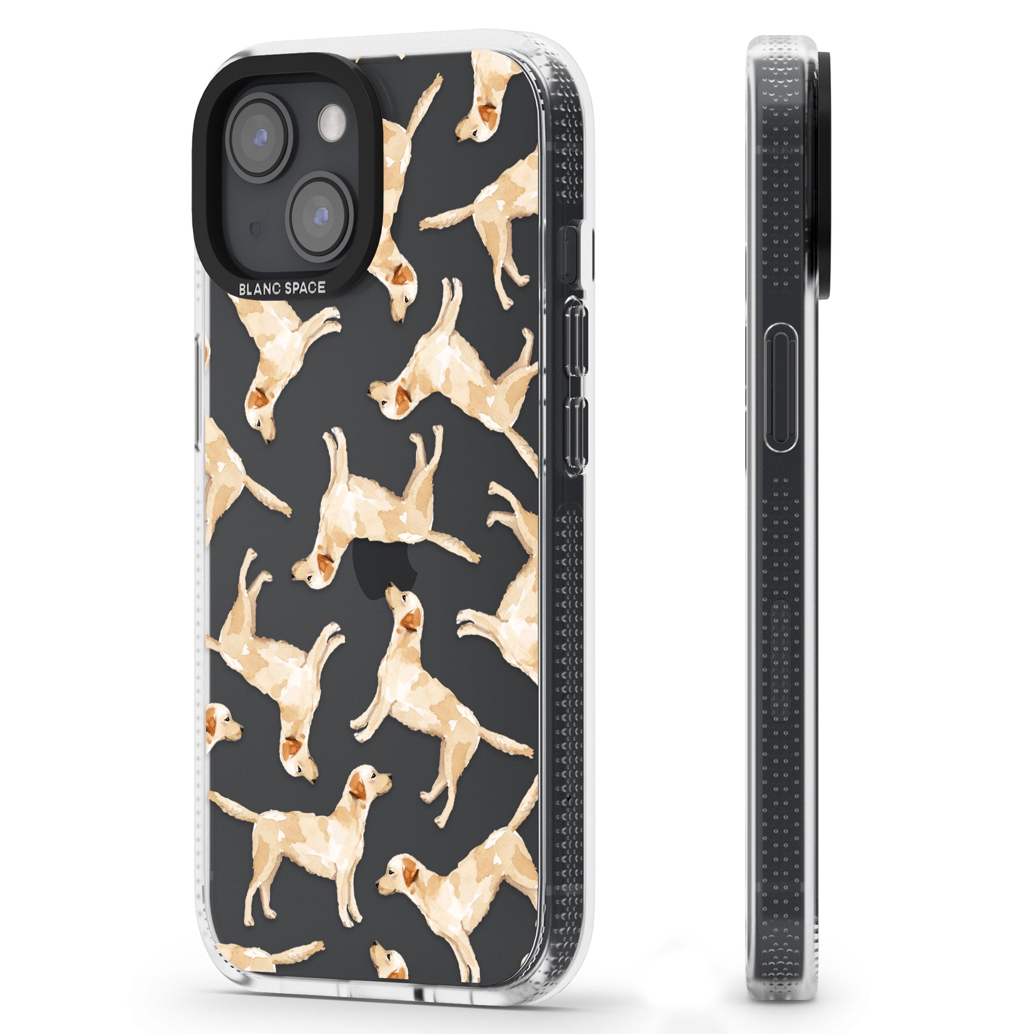 Yellow Labrador Watercolour Dog Pattern iPhone 15 / 14 / 13 Clear Case Impact Air - Blanc Space