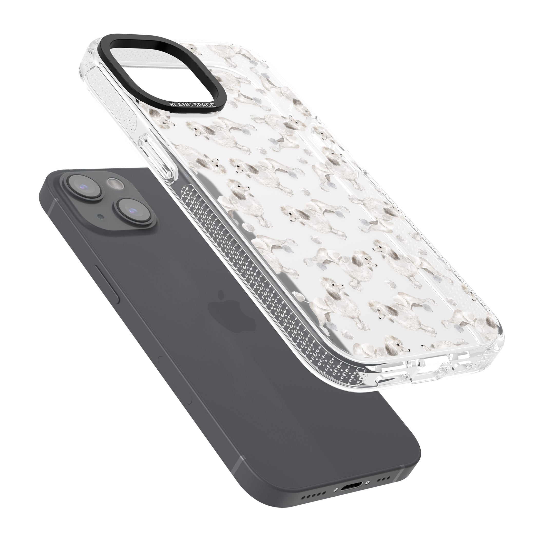 Poodle (White) Watercolour Dog Pattern iPhone 15 / 14 / 13 Clear Case Impact Air - Blanc Space