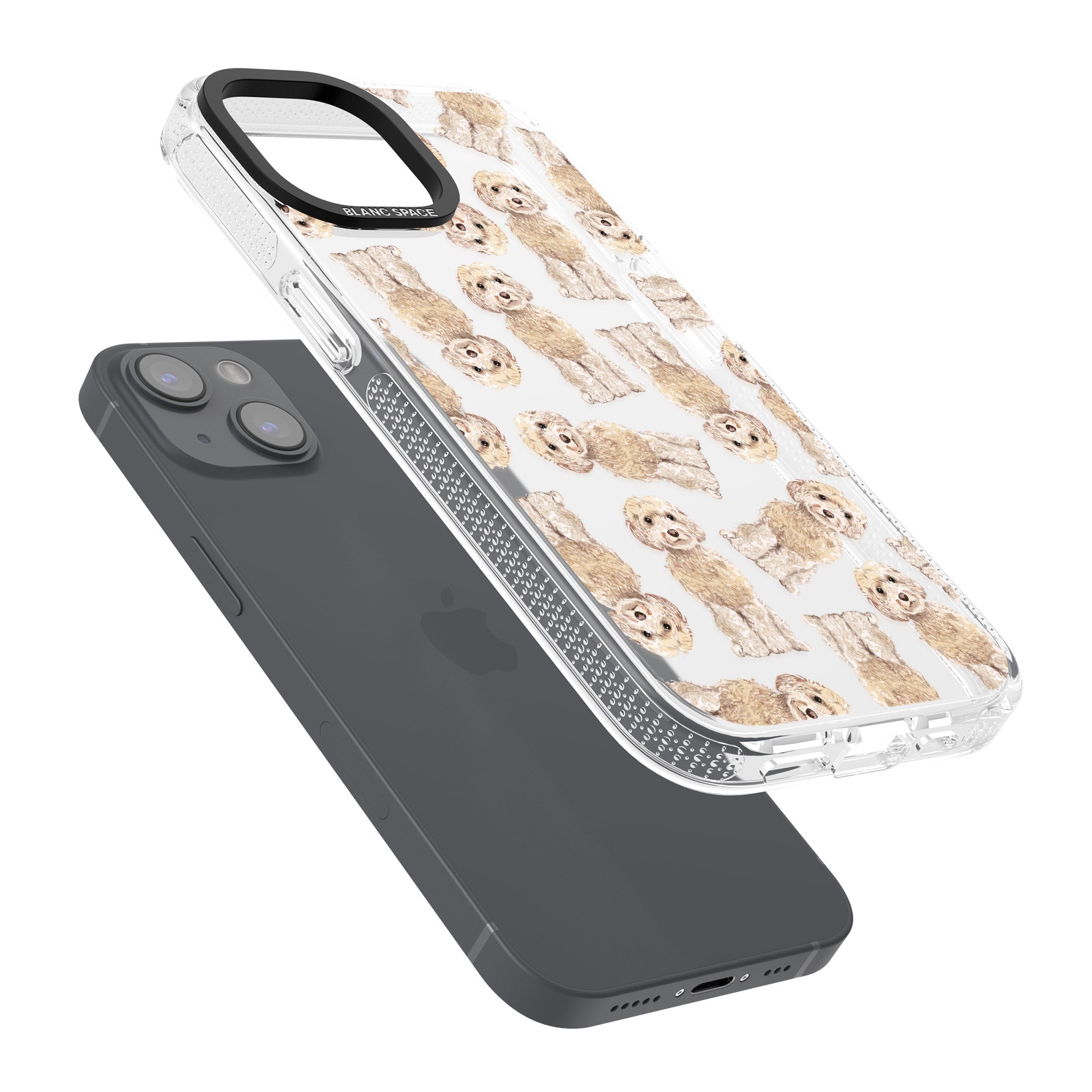 Cockapoo (Champagne) Watercolour Dog Pattern iPhone 15 / 14 / 13 Clear Case Impact Air - Blanc Space