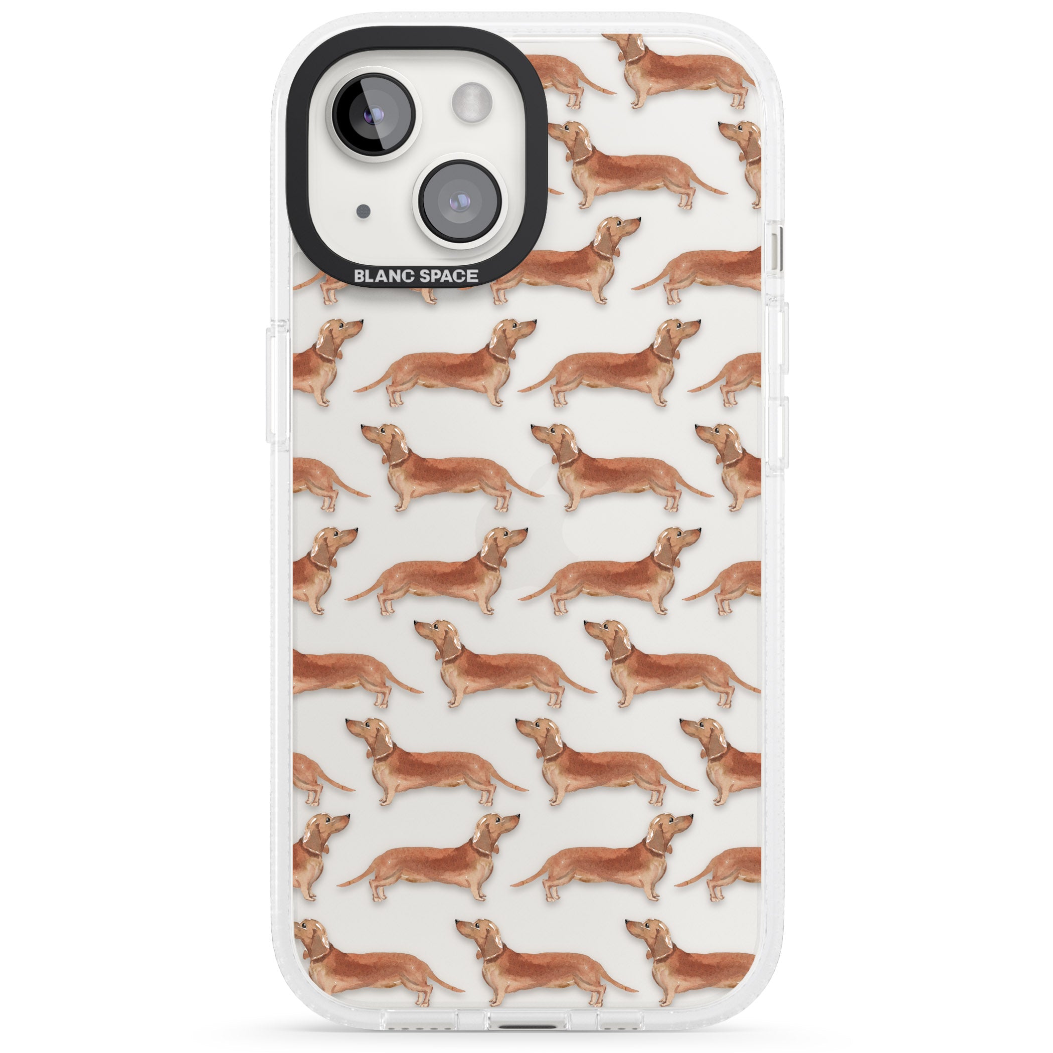 Dachshund (Red) Watercolour Dog Pattern iPhone 15 / 14 / 13 Clear Case Impact Air - Blanc Space