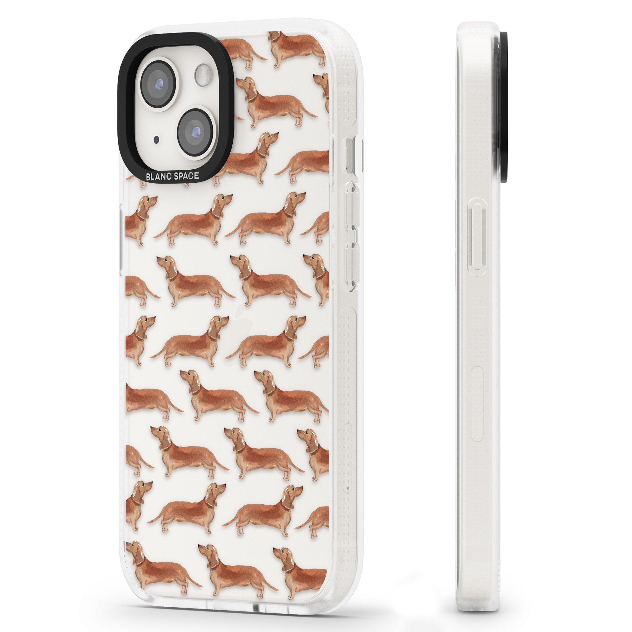 Dachshund (Red) Watercolour Dog Pattern iPhone 15 / 14 / 13 Clear Case Impact Air - Blanc Space