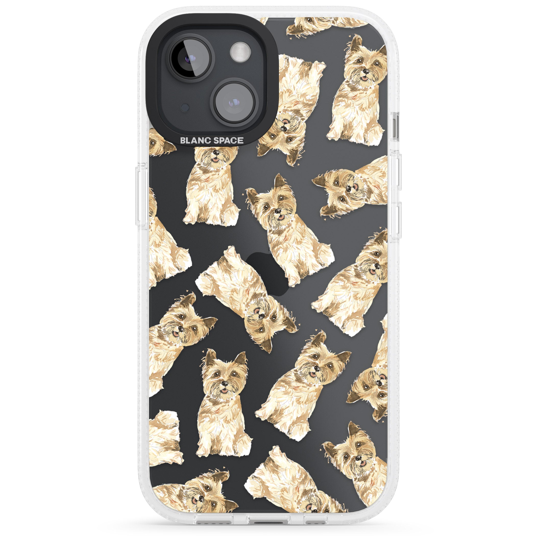 Cairn Terrier Watercolour Dog Pattern iPhone 15 / 14 / 13 Clear Case Impact Air - Blanc Space