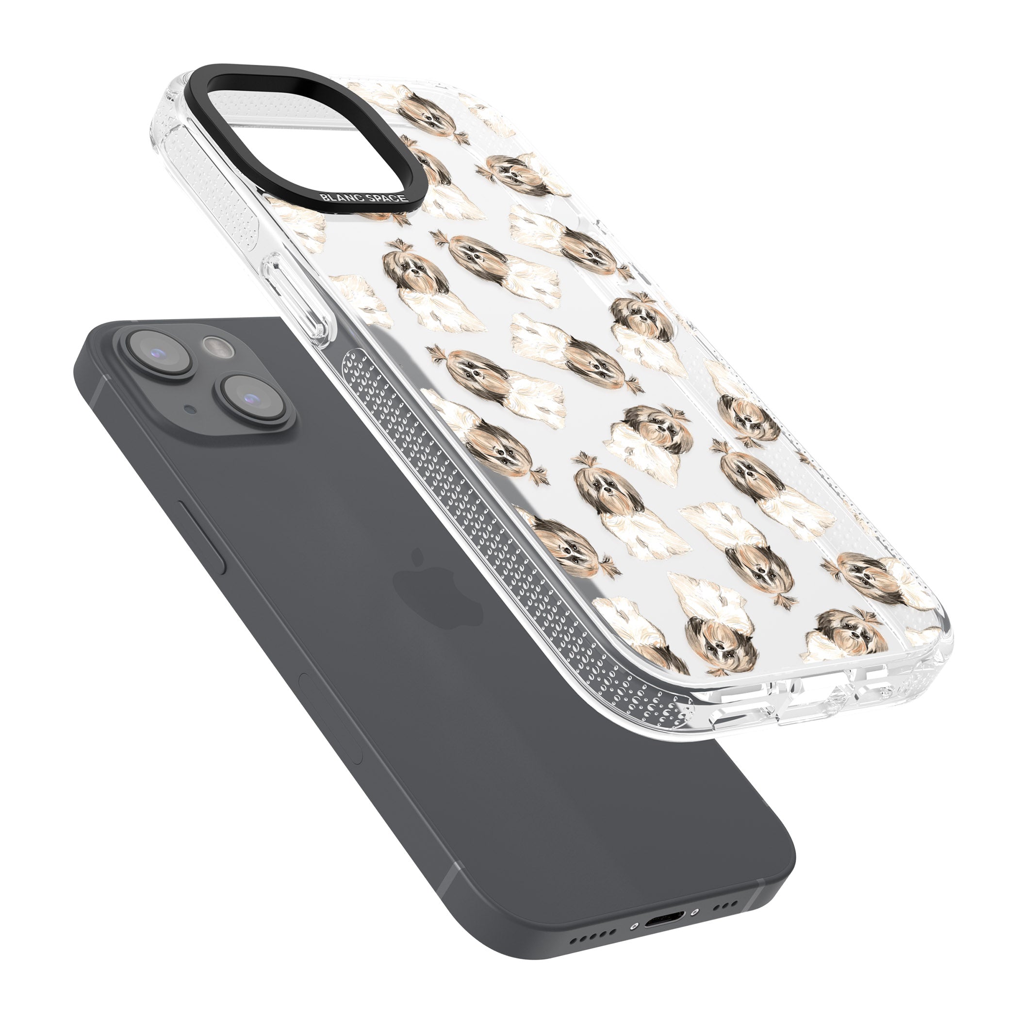 Shih tzu (Long Hair) Watercolour Dog Pattern iPhone 15 / 14 / 13 Clear Case Impact Air - Blanc Space