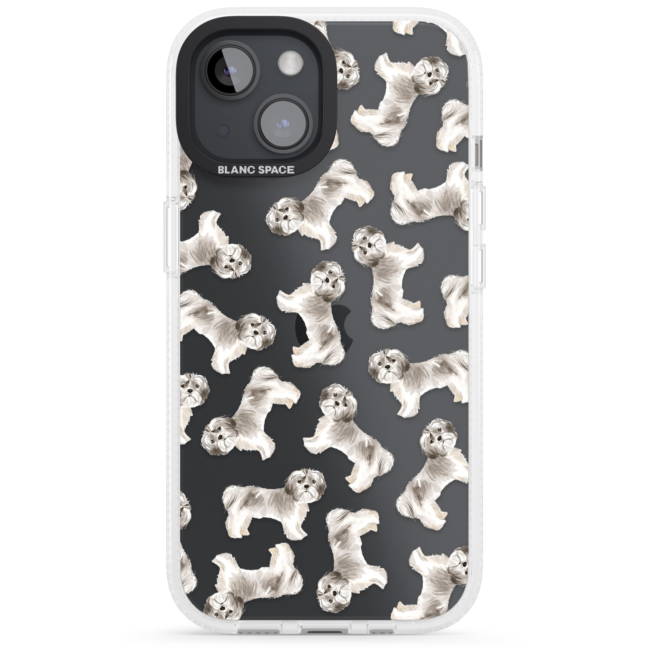 Shih tzu (Short Hair) Watercolour Dog Pattern iPhone 15 / 14 / 13 Clear Case Impact Air - Blanc Space