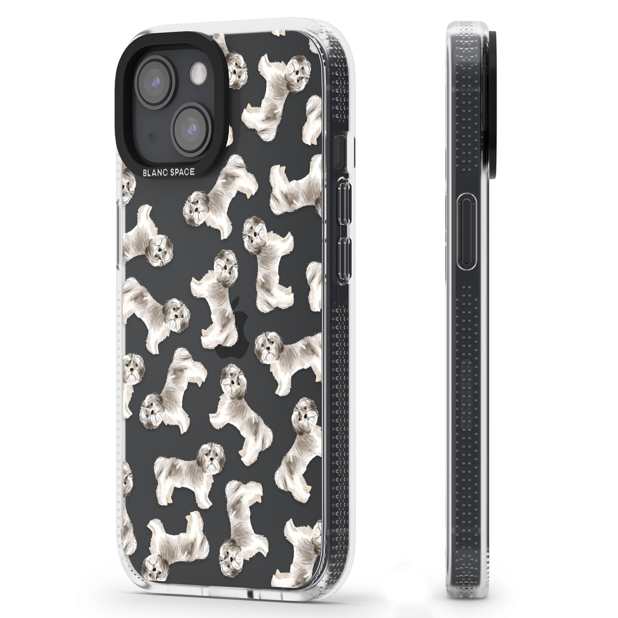Shih tzu (Short Hair) Watercolour Dog Pattern iPhone 15 / 14 / 13 Clear Case Impact Air - Blanc Space