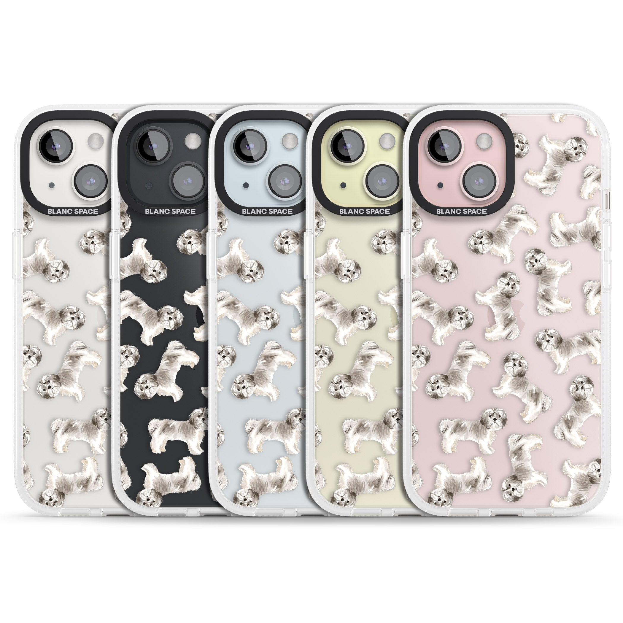 Shih tzu (Short Hair) Watercolour Dog Pattern iPhone 15 / 14 / 13 Clear Case Impact Air - Blanc Space