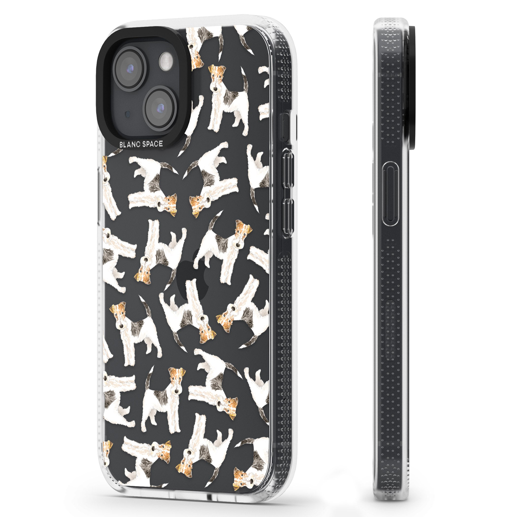 Wire Haired Fox Terrier Watercolour Dog Pattern iPhone 15 / 14 / 13 Clear Case Impact Air - Blanc Space