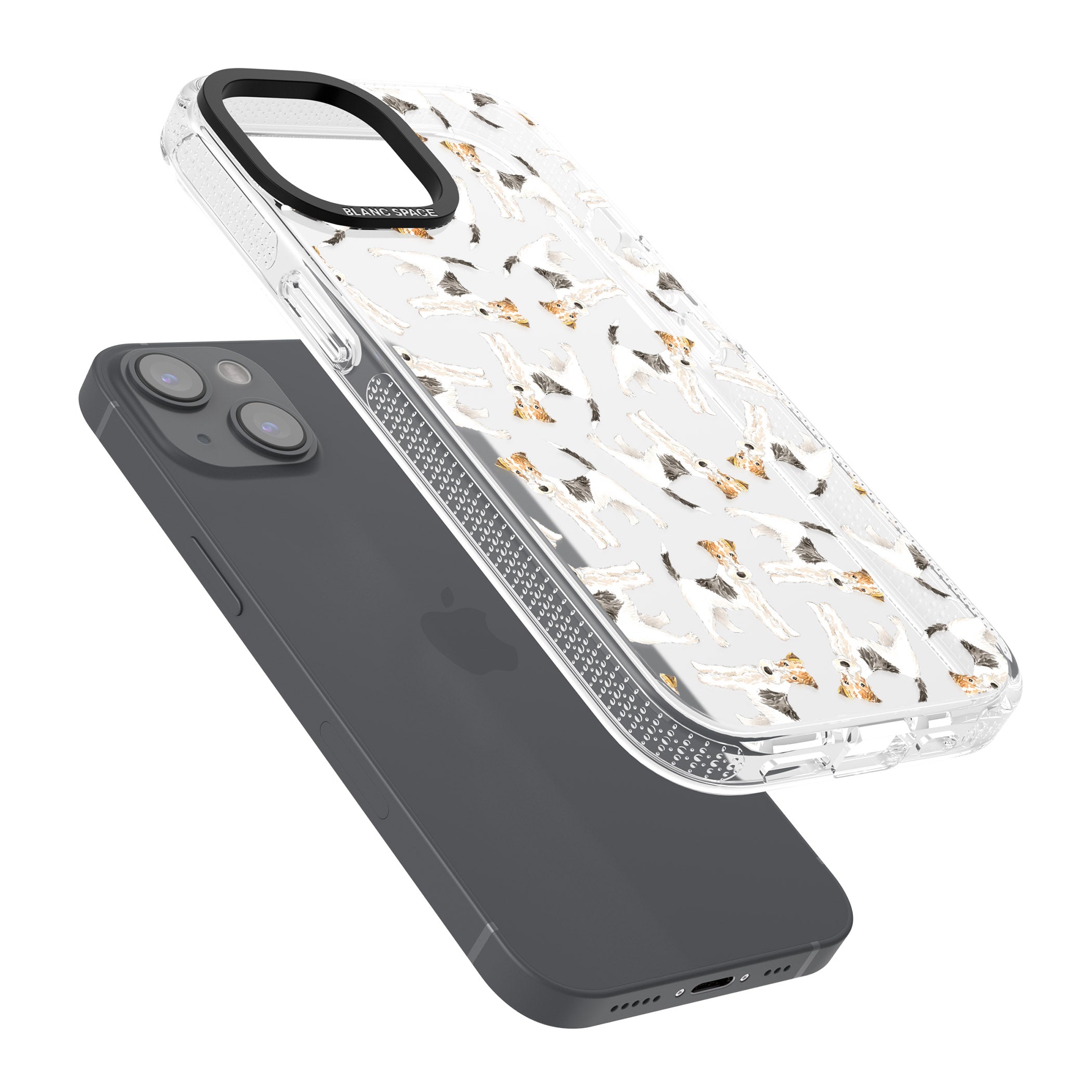Wire Haired Fox Terrier Watercolour Dog Pattern iPhone 15 / 14 / 13 Clear Case Impact Air - Blanc Space