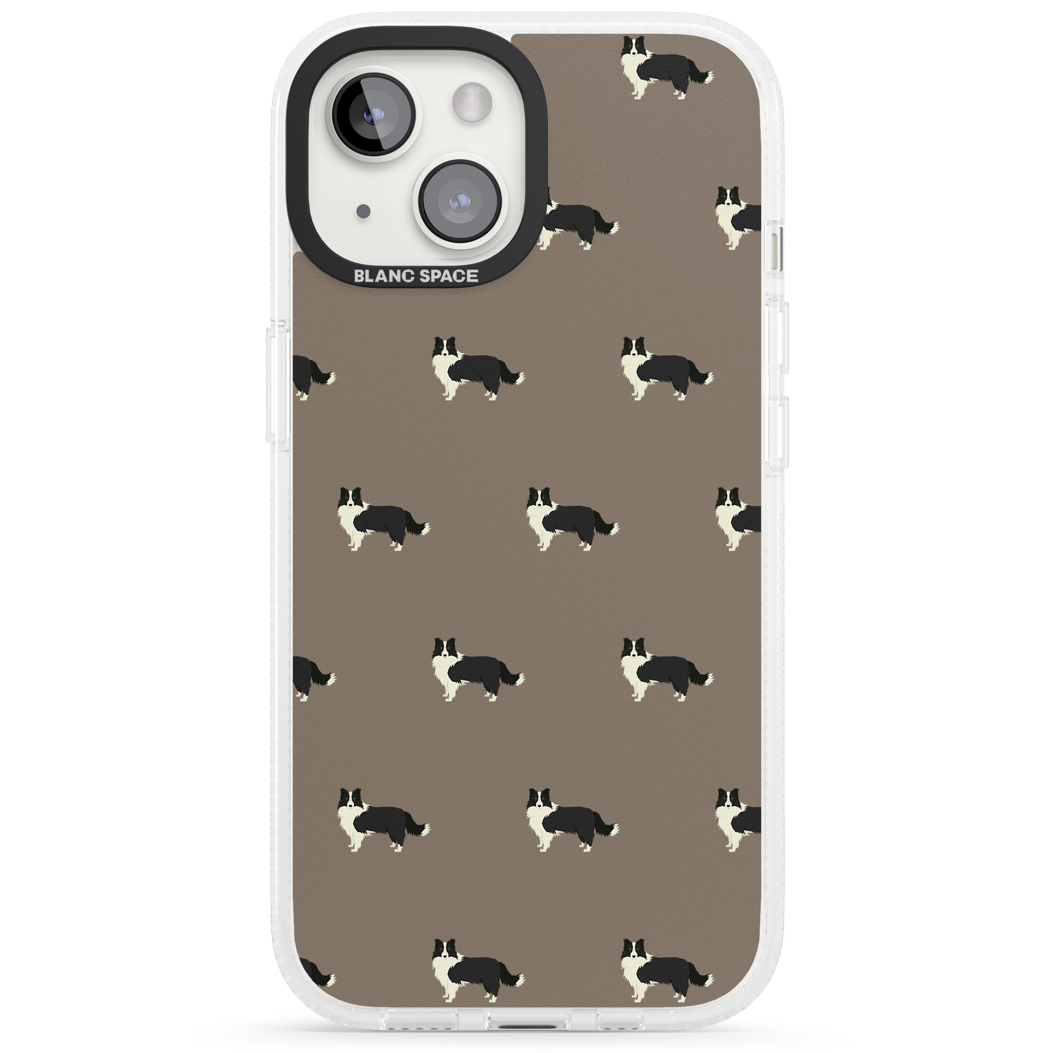 Border Collie Dog Pattern iPhone 15 / 14 / 13 Clear Case Impact Air - Blanc Space