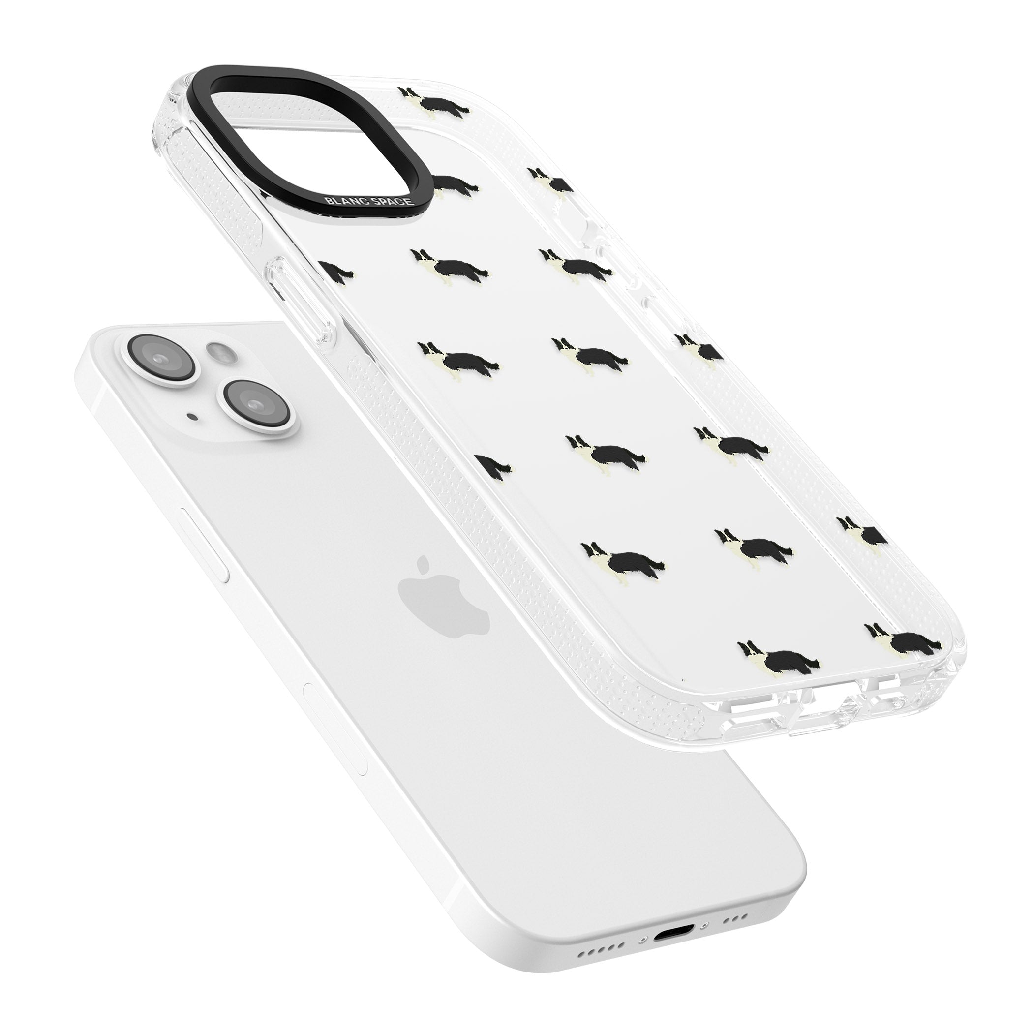 Border Collie Dog Pattern Clear iPhone 15 / 14 / 13 Clear Case Impact Air - Blanc Space