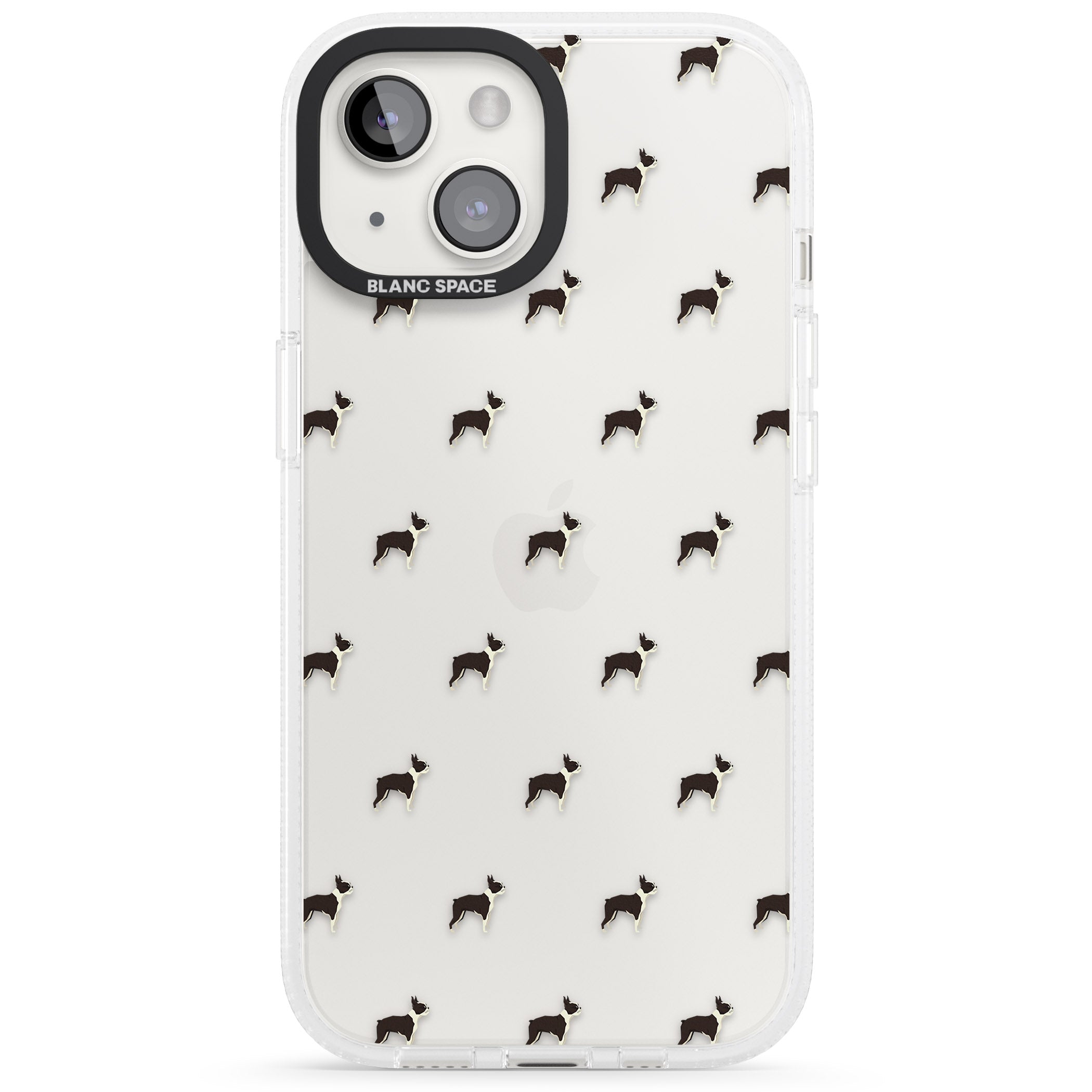 Boston Terrier Dog Pattern Clear iPhone 15 / 14 / 13 Clear Case Impact Air - Blanc Space