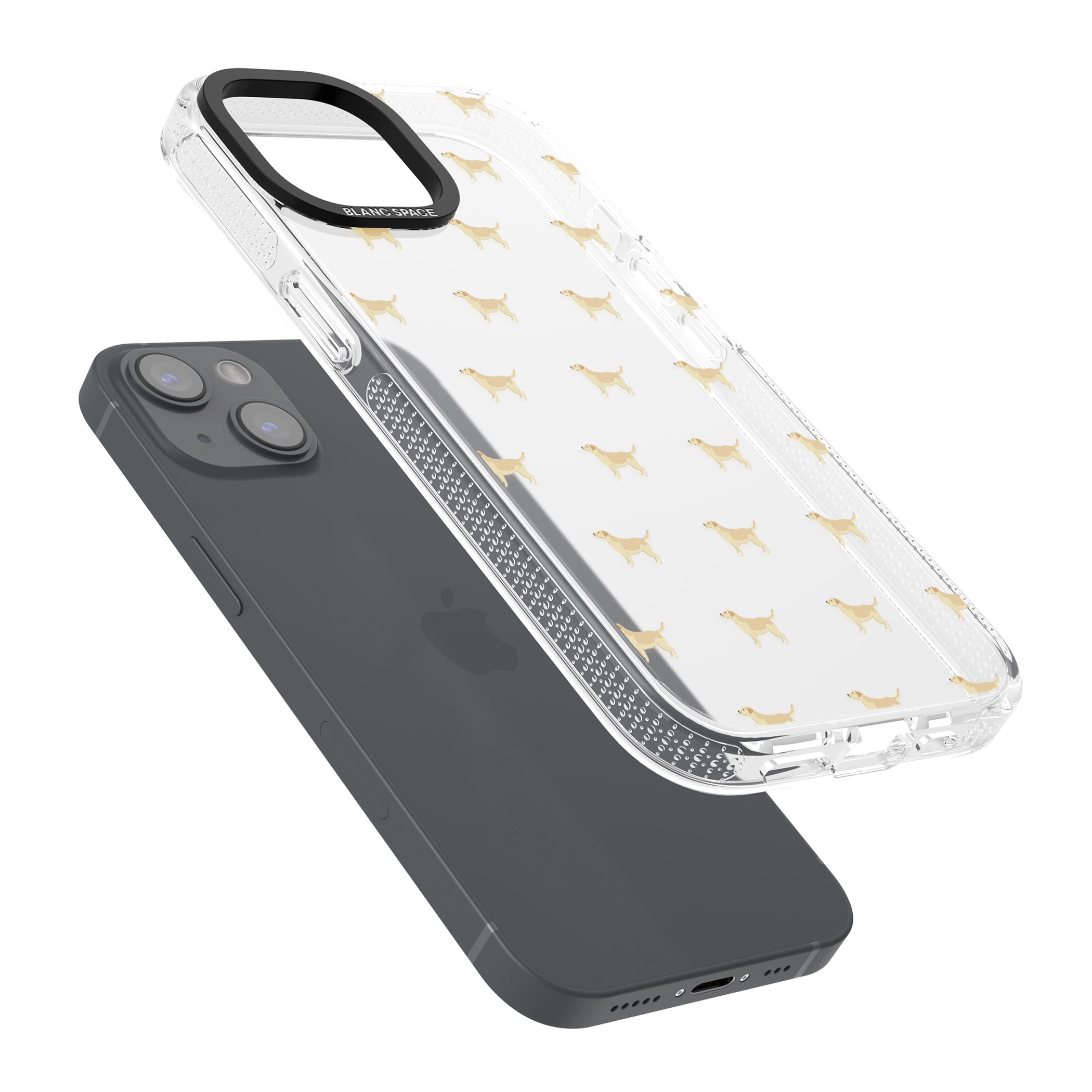 Tan Labrador Dog Pattern Clear iPhone 15 / 14 / 13 Clear Case Impact Air - Blanc Space