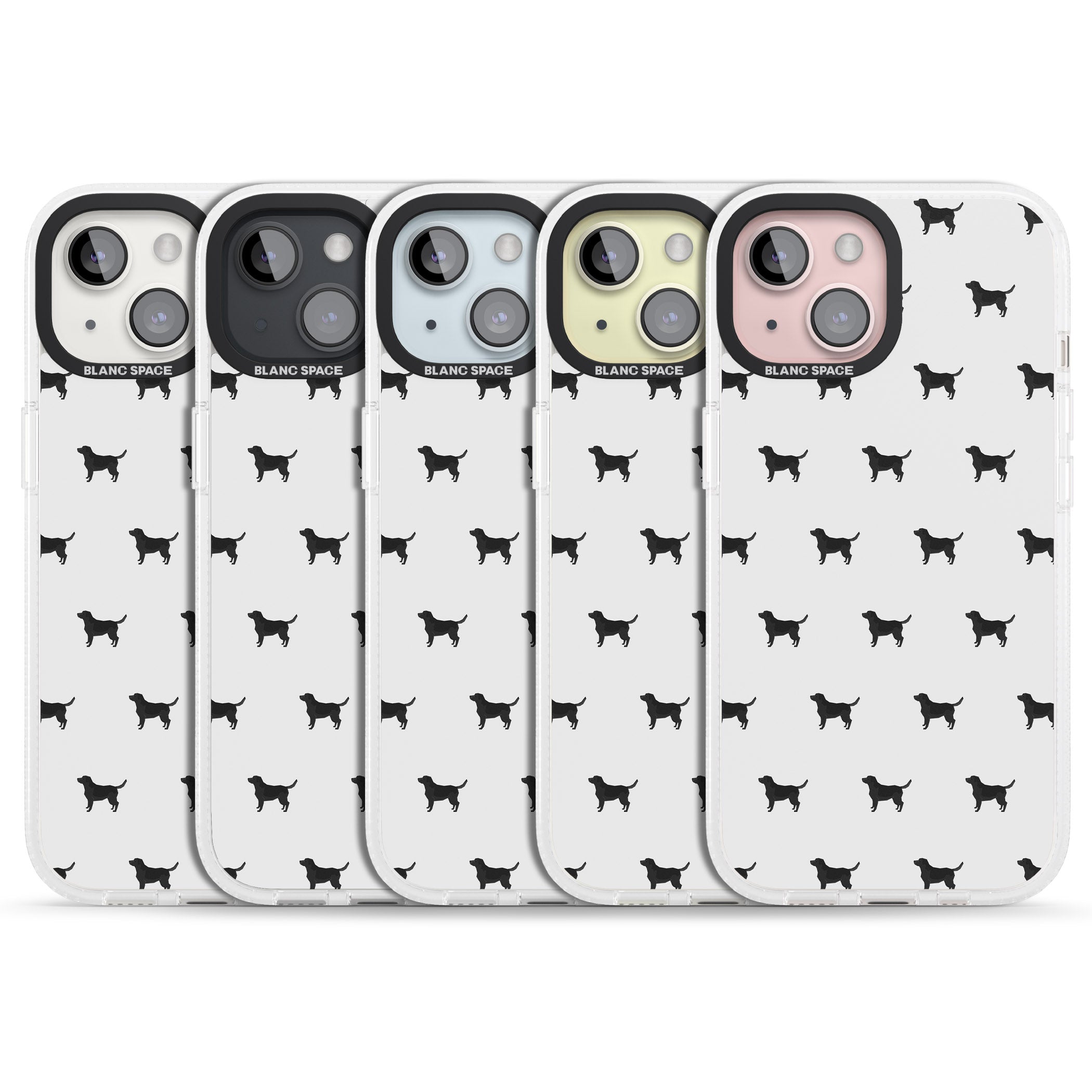 Black Labrador Dog Pattern iPhone 15 / 14 / 13 Clear Case Impact Air - Blanc Space