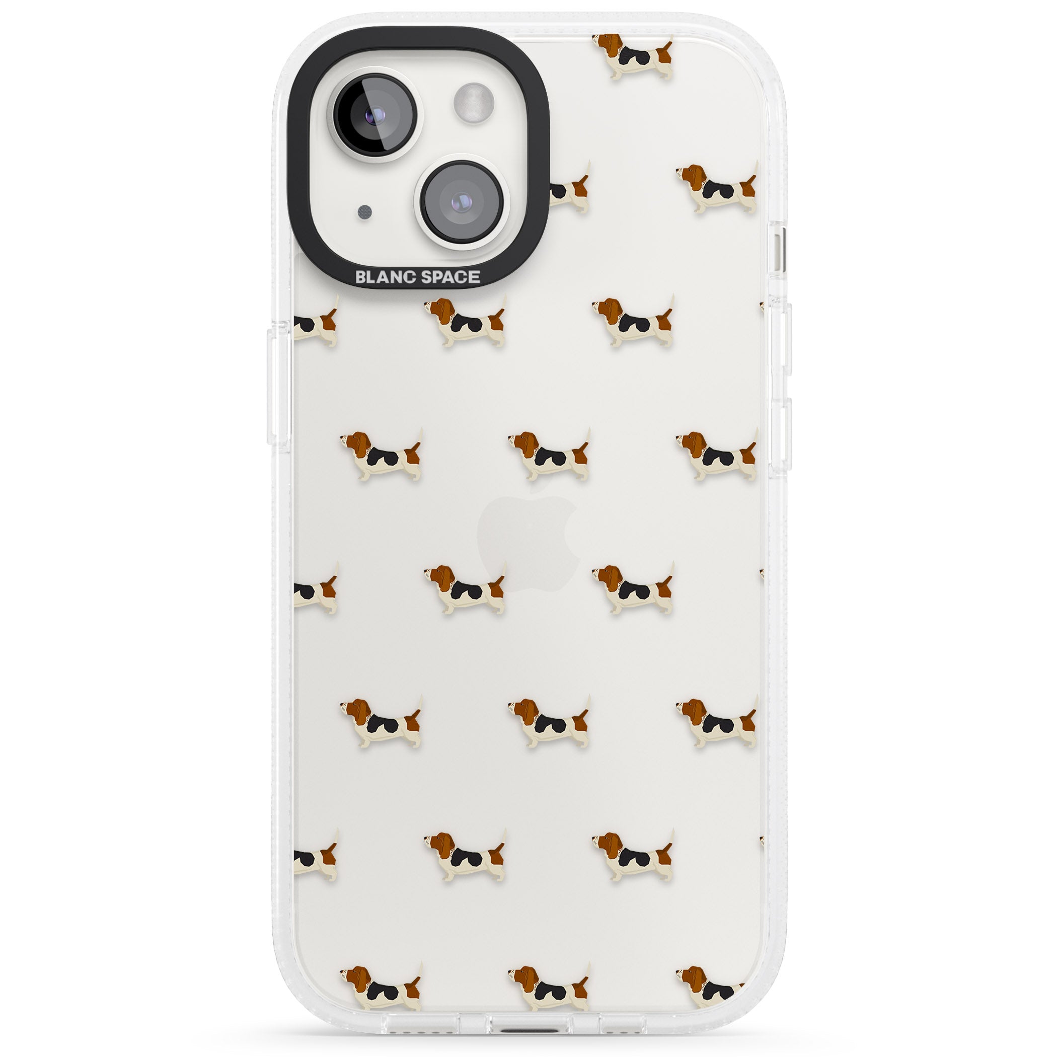 Basset Hound Dog Pattern Clear iPhone 15 / 14 / 13 Clear Case Impact Air - Blanc Space