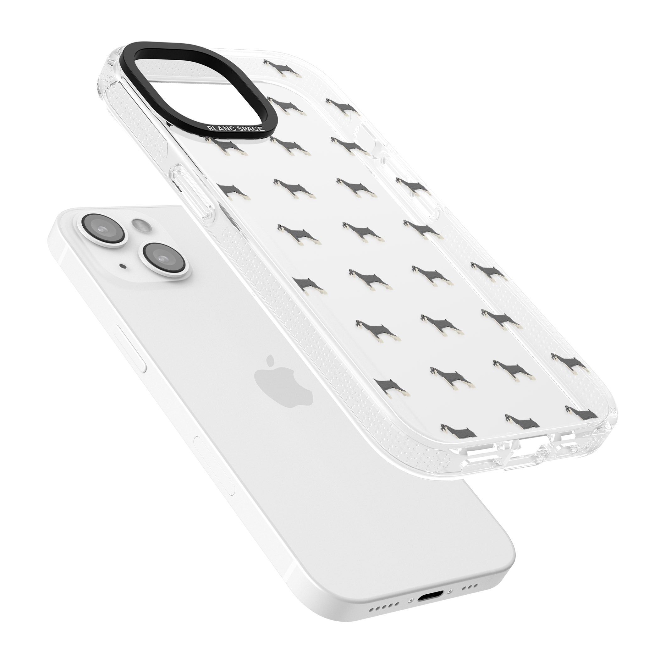 Schnauzer Dog Pattern Clear iPhone 15 / 14 / 13 Clear Case Impact Air - Blanc Space