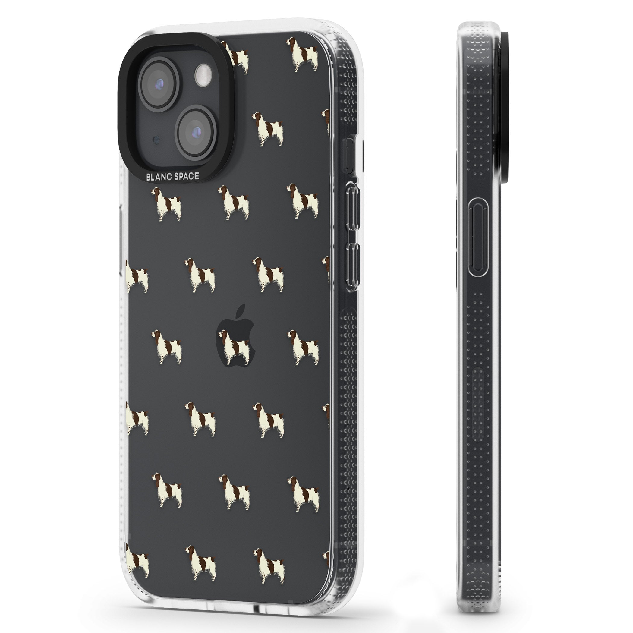 English Springer Spaniel Dog Pattern Clear iPhone 15 / 14 / 13 Clear Case Impact Air - Blanc Space