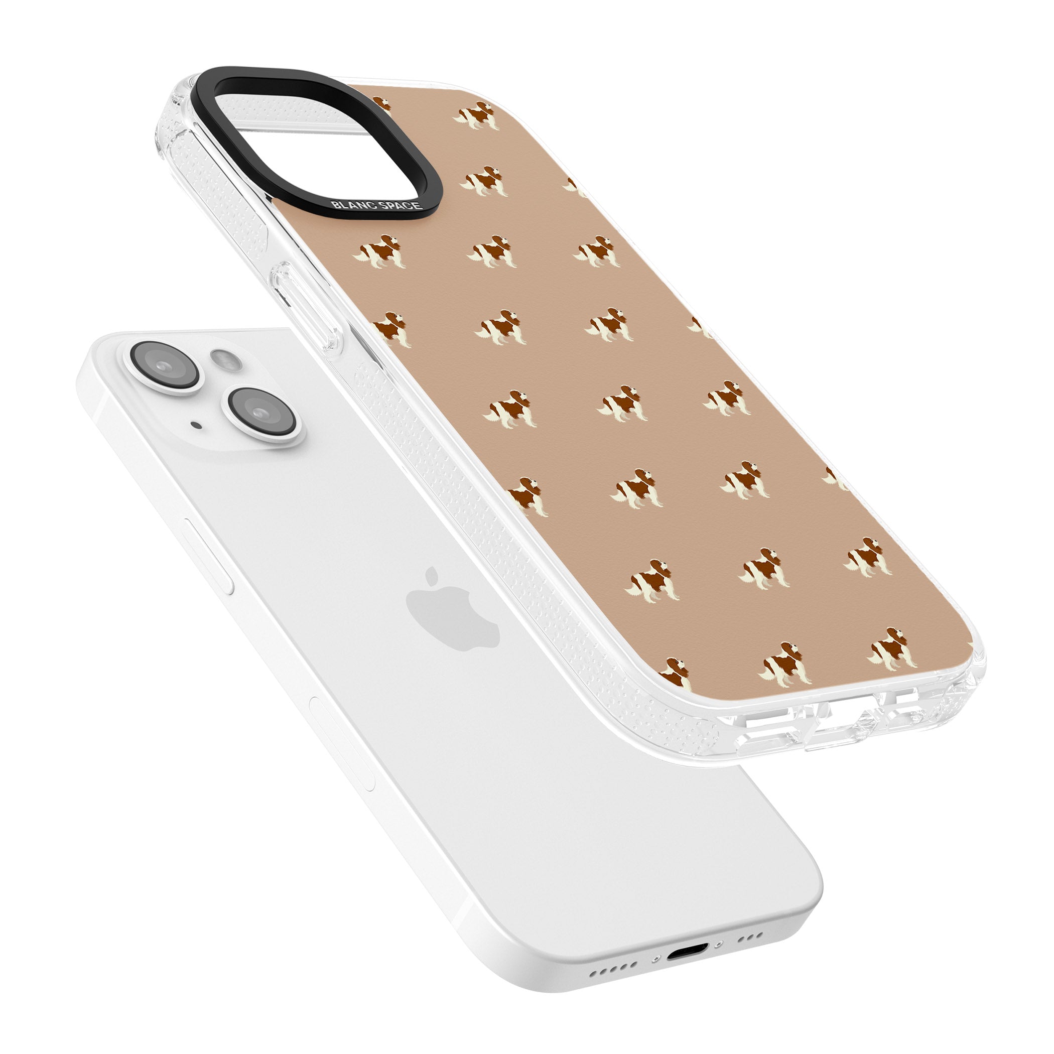 Cavalier King Charles Spaniel Pattern iPhone 15 / 14 / 13 Clear Case Impact Air - Blanc Space