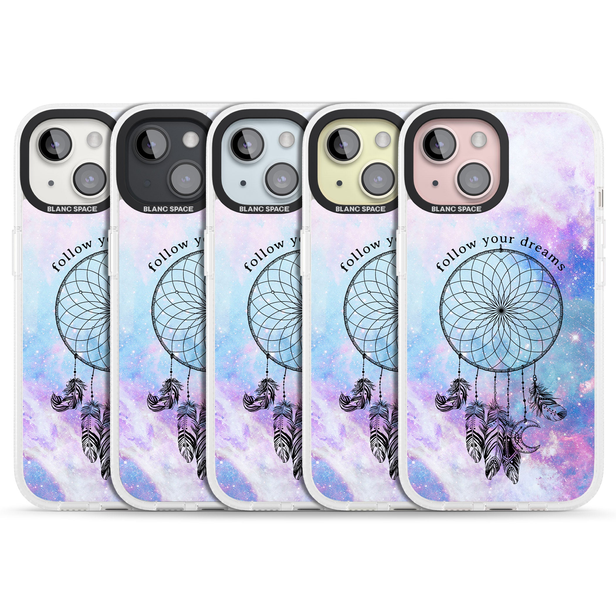 Simple Galaxy Pattern Dreamcatcher iPhone 15 / 14 / 13 Clear Case Impact Air - Blanc Space