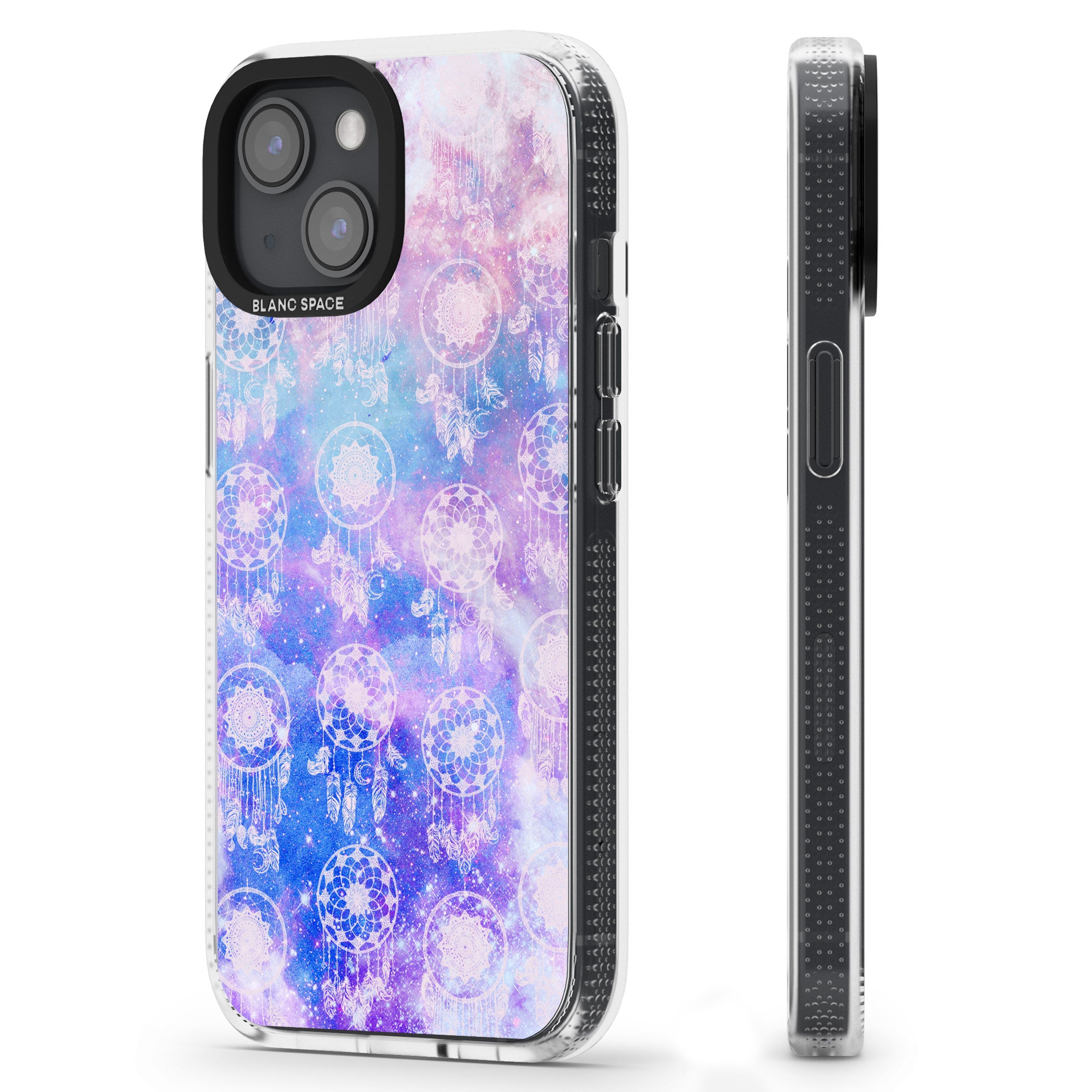 Dreamcatcher Pattern Galaxy Print Tie Dye iPhone 15 / 14 / 13 Clear Case Impact Air - Blanc Space