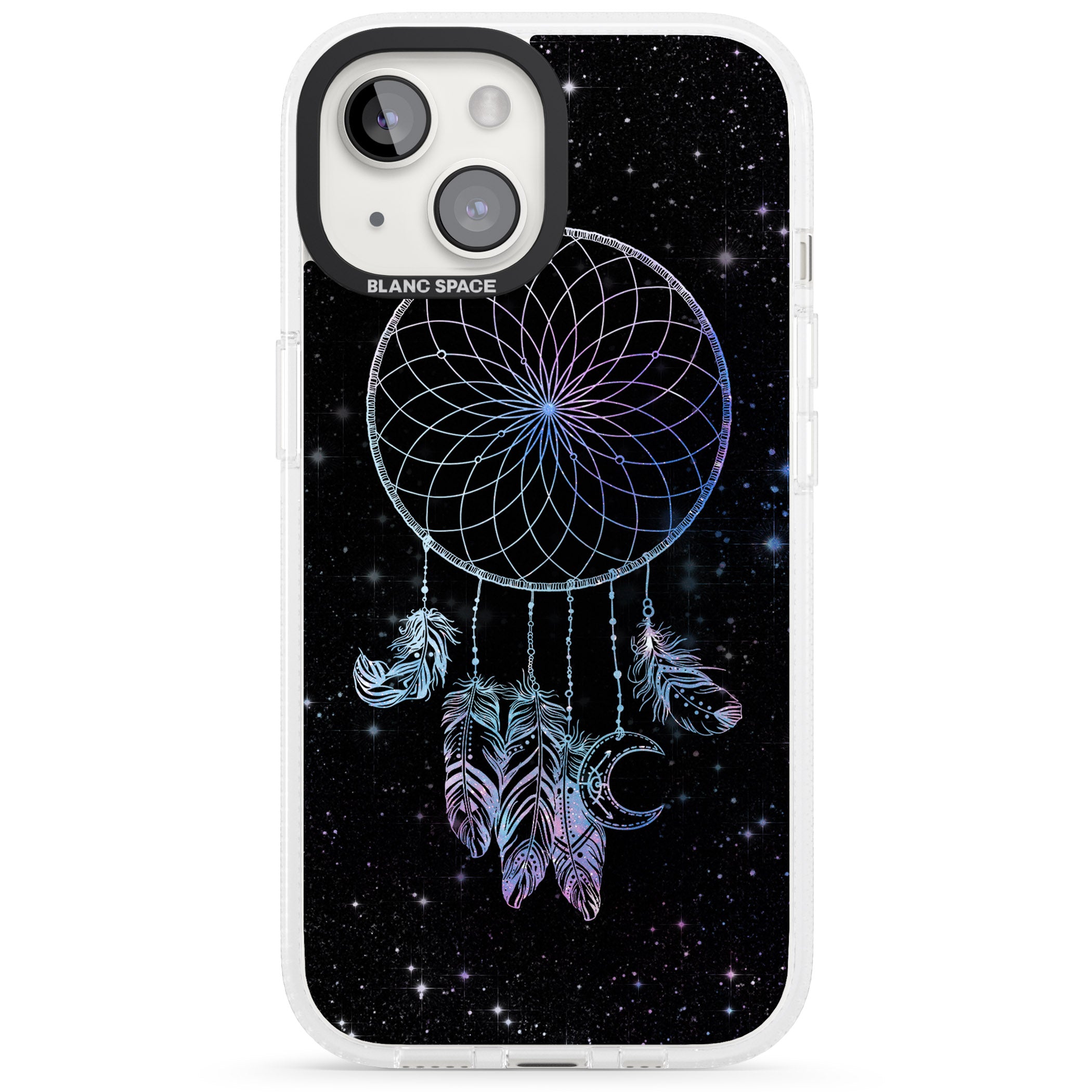 Dreamcatcher Space Stars Galaxy Print iPhone 15 / 14 / 13 Clear Case Impact Air - Blanc Space
