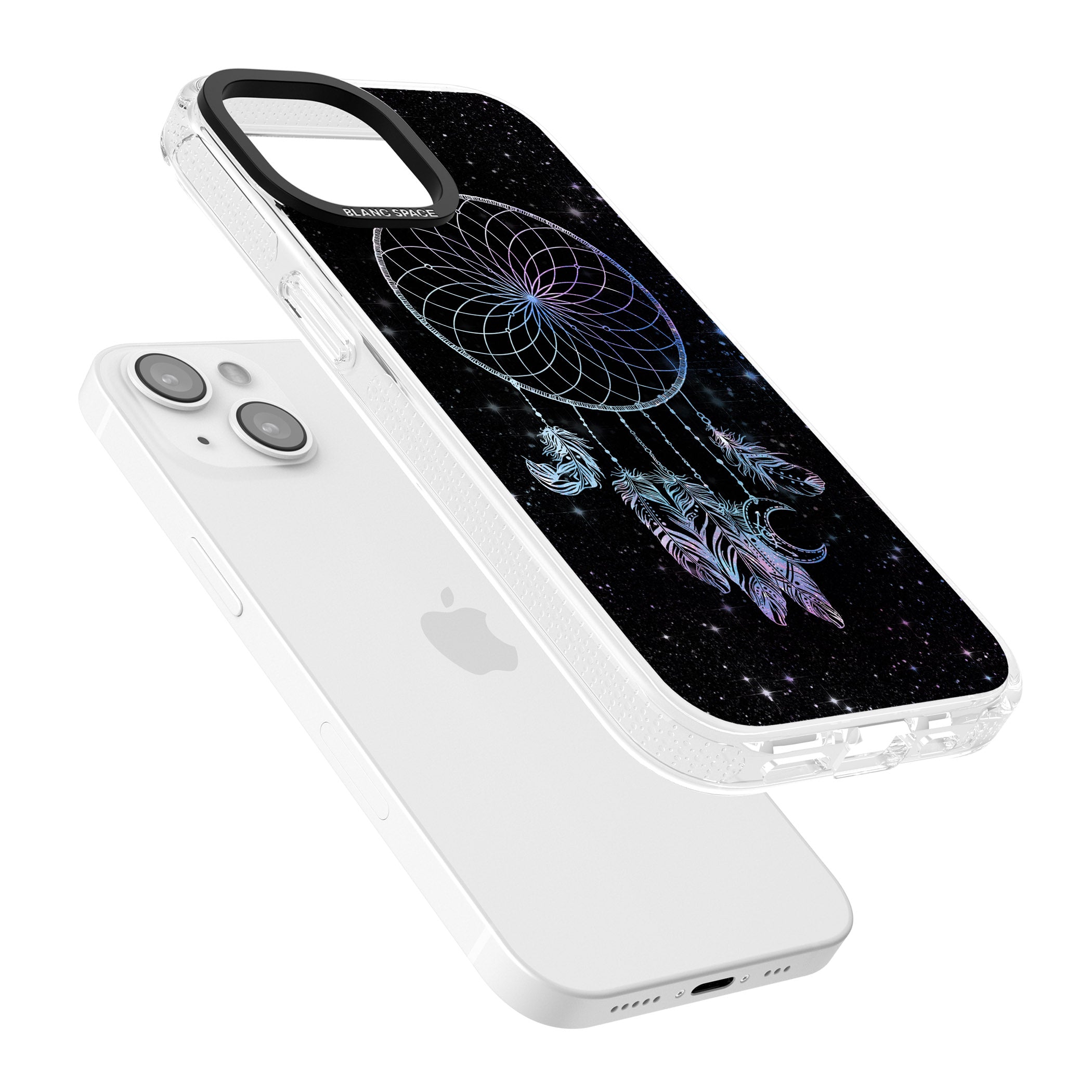 Dreamcatcher Space Stars Galaxy Print iPhone 15 / 14 / 13 Clear Case Impact Air - Blanc Space