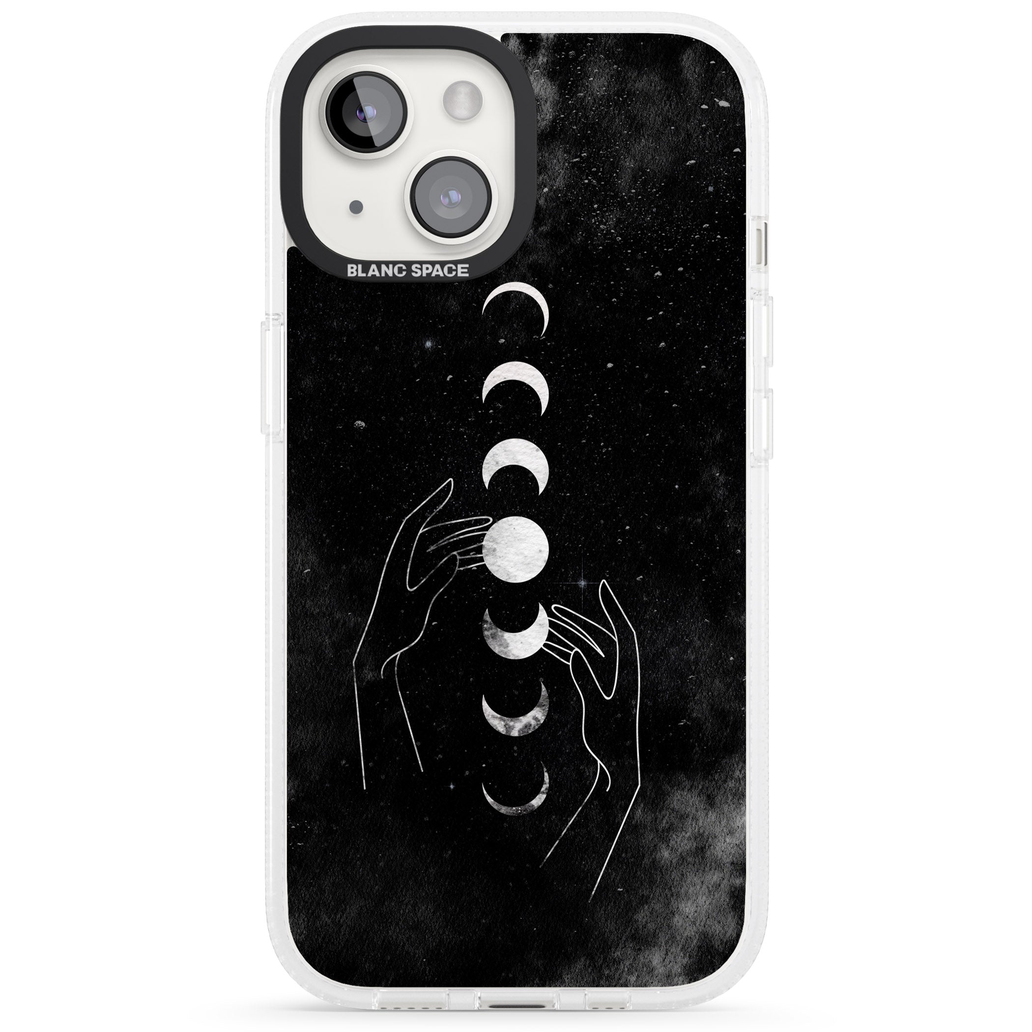 Moon Phases and Hands iPhone 15 / 14 / 13 Clear Case Impact Air - Blanc Space