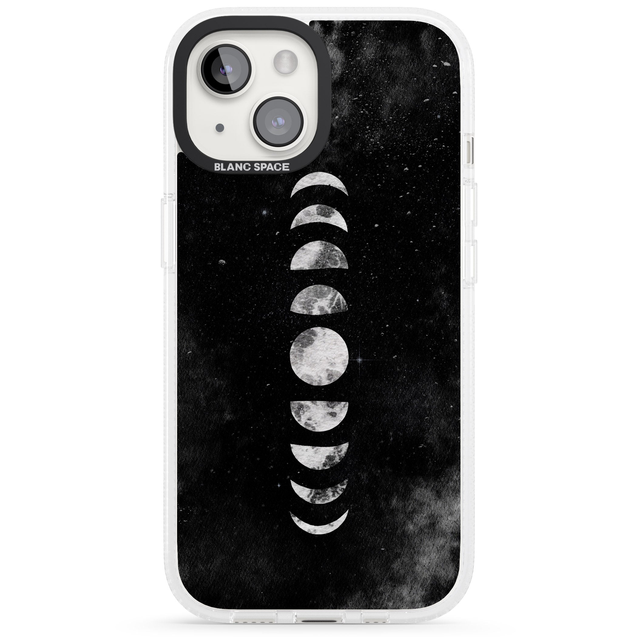 Watercolour Moon Phases iPhone 15 / 14 / 13 Clear Case Impact Air - Blanc Space