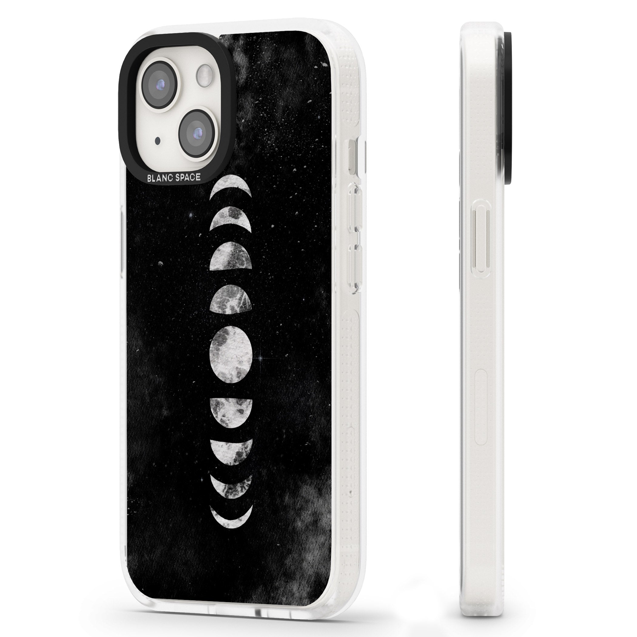 Watercolour Moon Phases iPhone 15 / 14 / 13 Clear Case Impact Air - Blanc Space