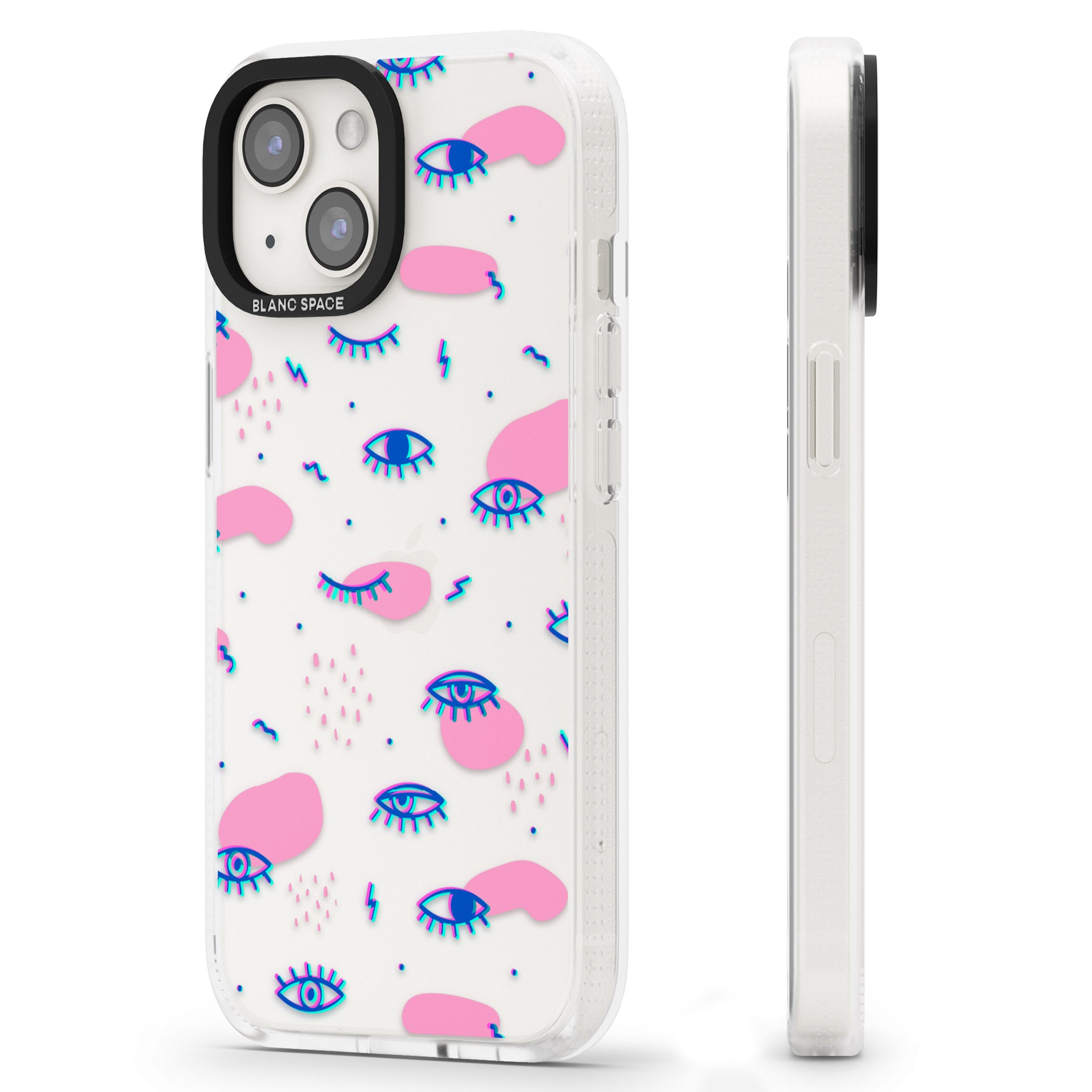 Pink Eye Blotches iPhone 15 / 14 / 13 Clear Case Impact Air - Blanc Space