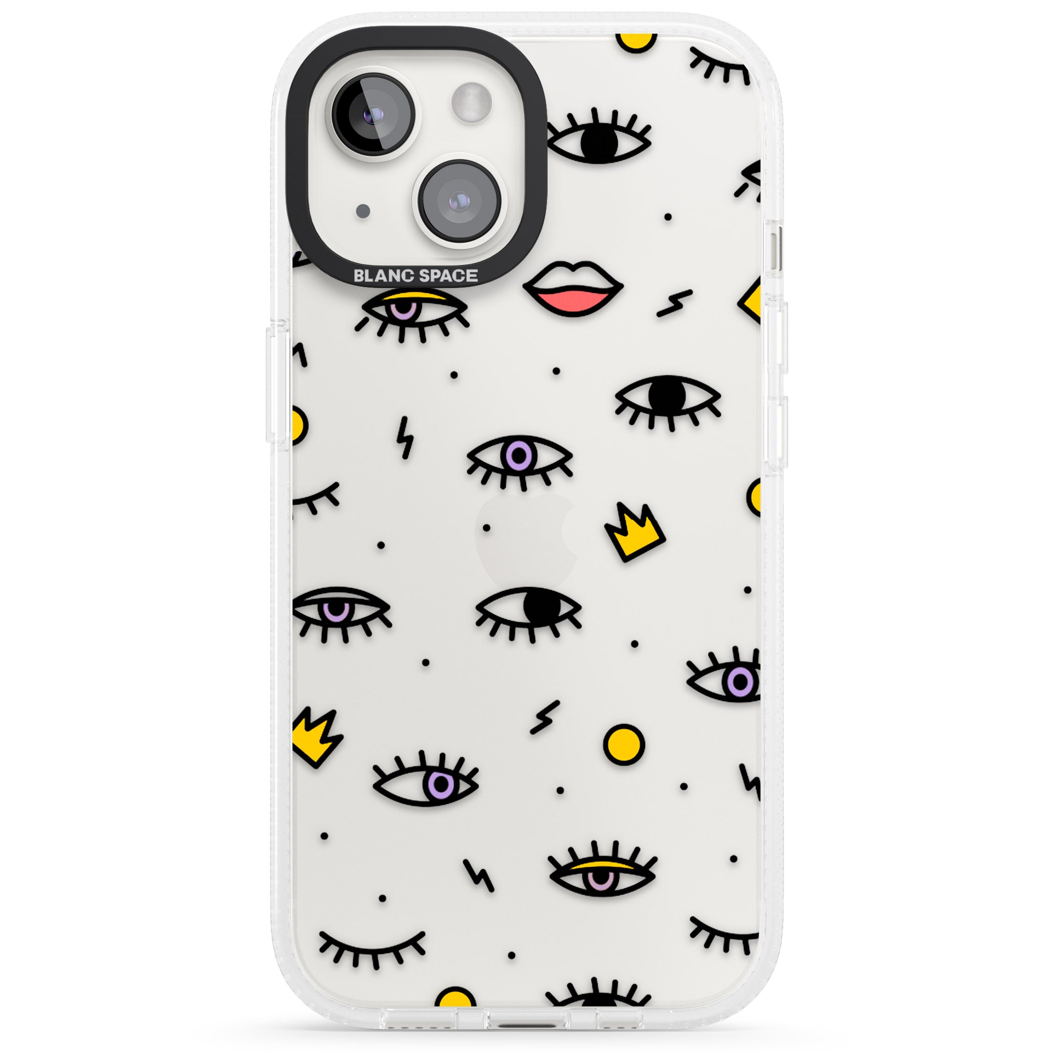Eyes & Lips Icons iPhone 15 / 14 / 13 Clear Case Impact Air - Blanc Space