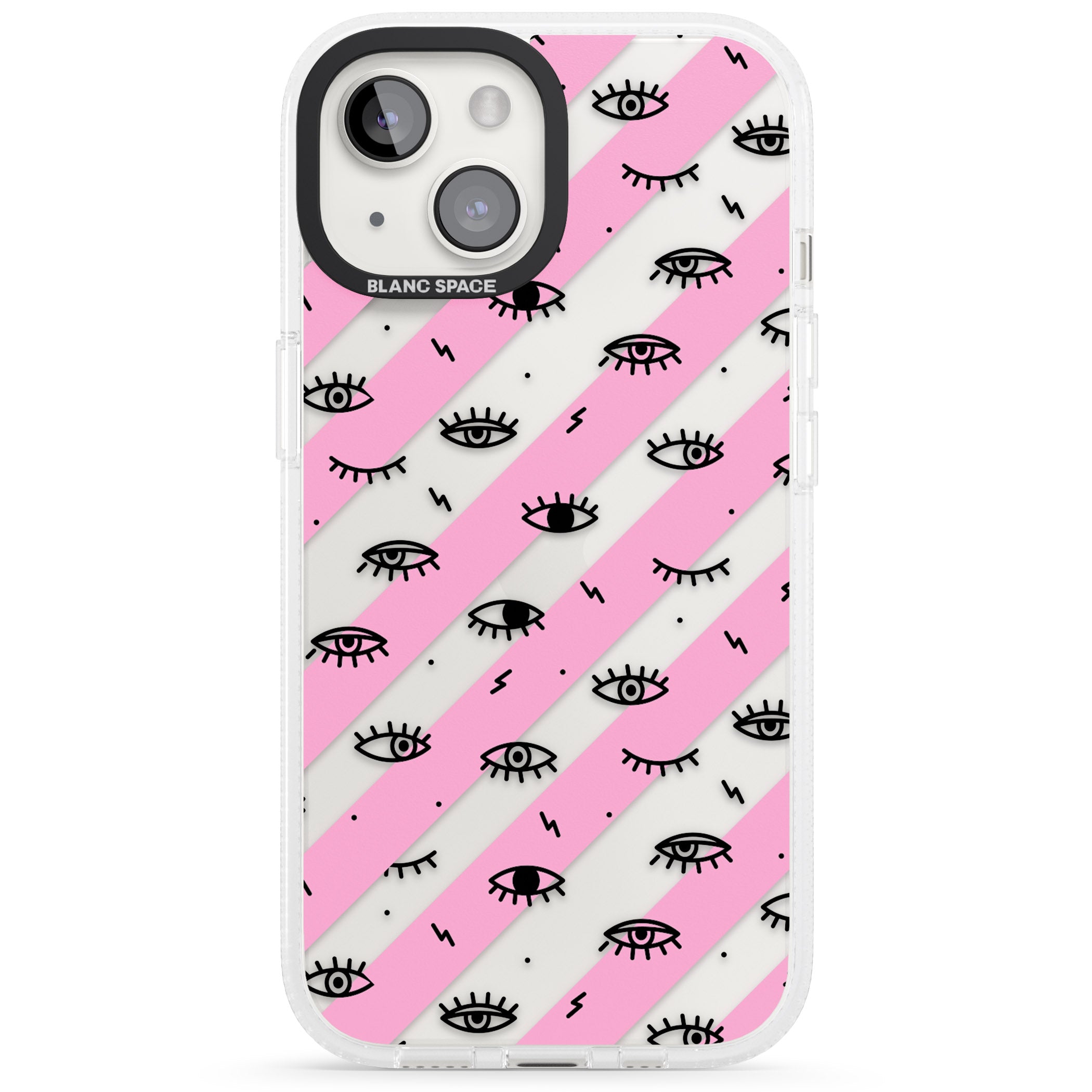 Pink Stripe Eyes iPhone 15 / 14 / 13 Clear Case Impact Air - Blanc Space