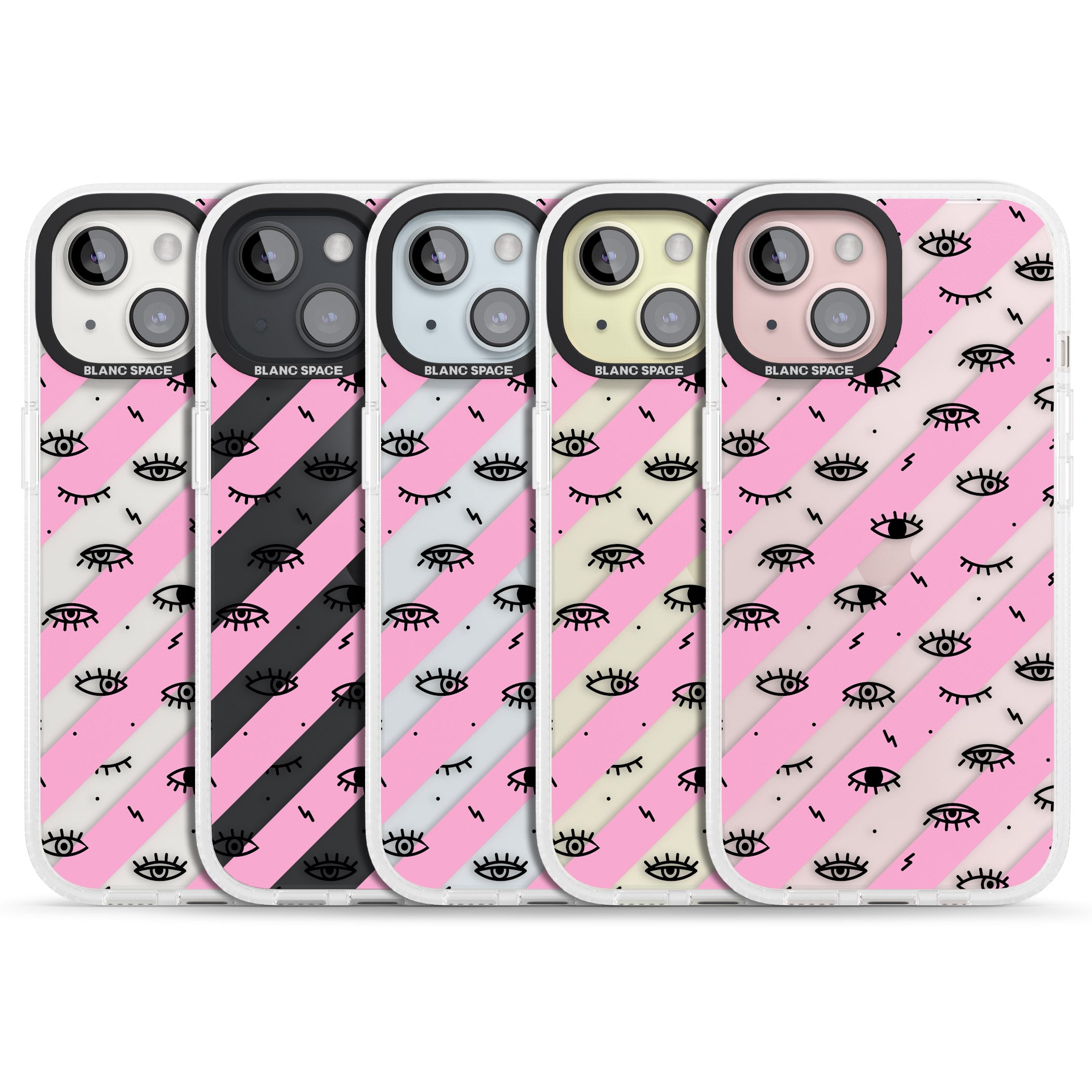 Pink Stripe Eyes iPhone 15 / 14 / 13 Clear Case Impact Air - Blanc Space