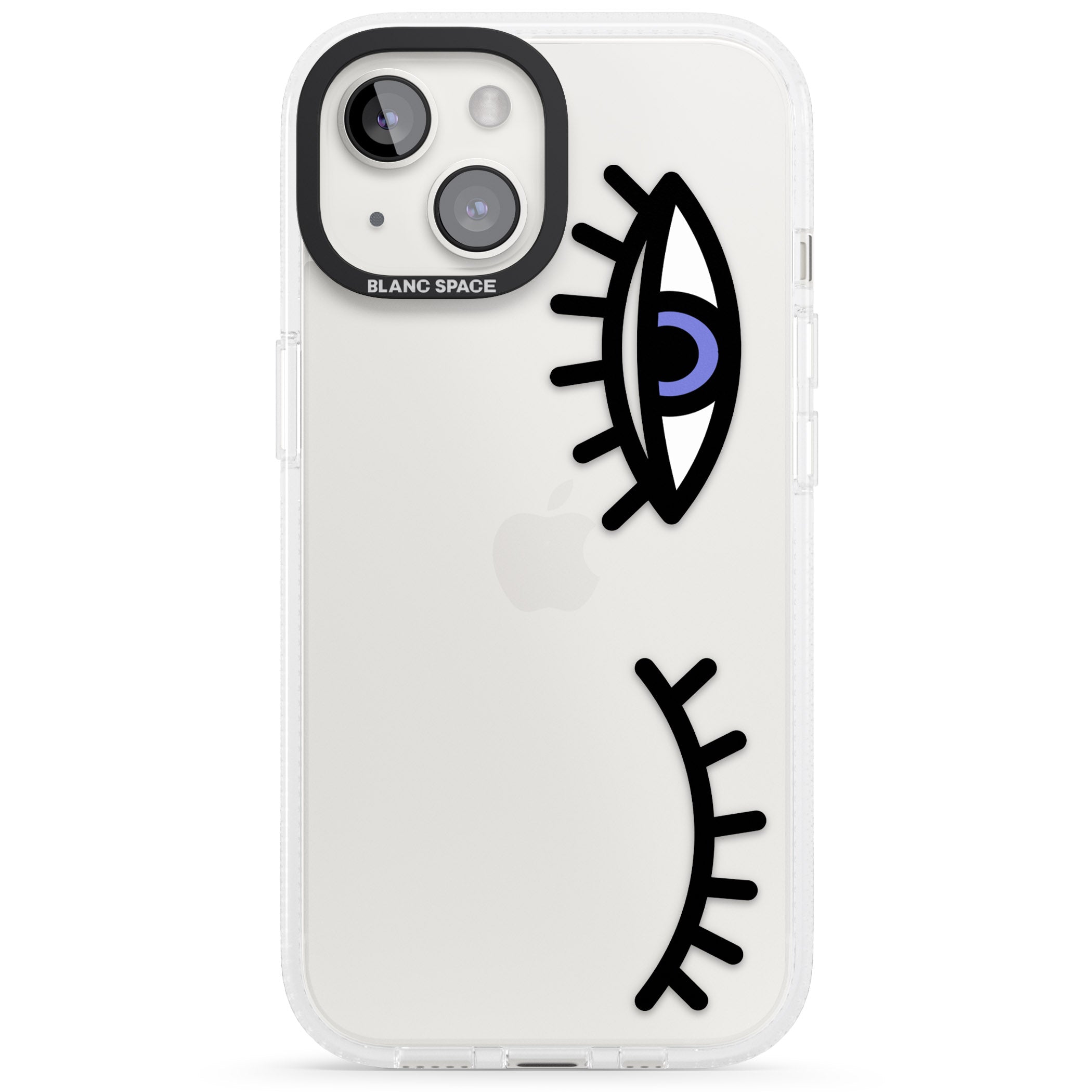 Winking Eyes Transparent Pattern iPhone 15 / 14 / 13 Clear Case Impact Air - Blanc Space