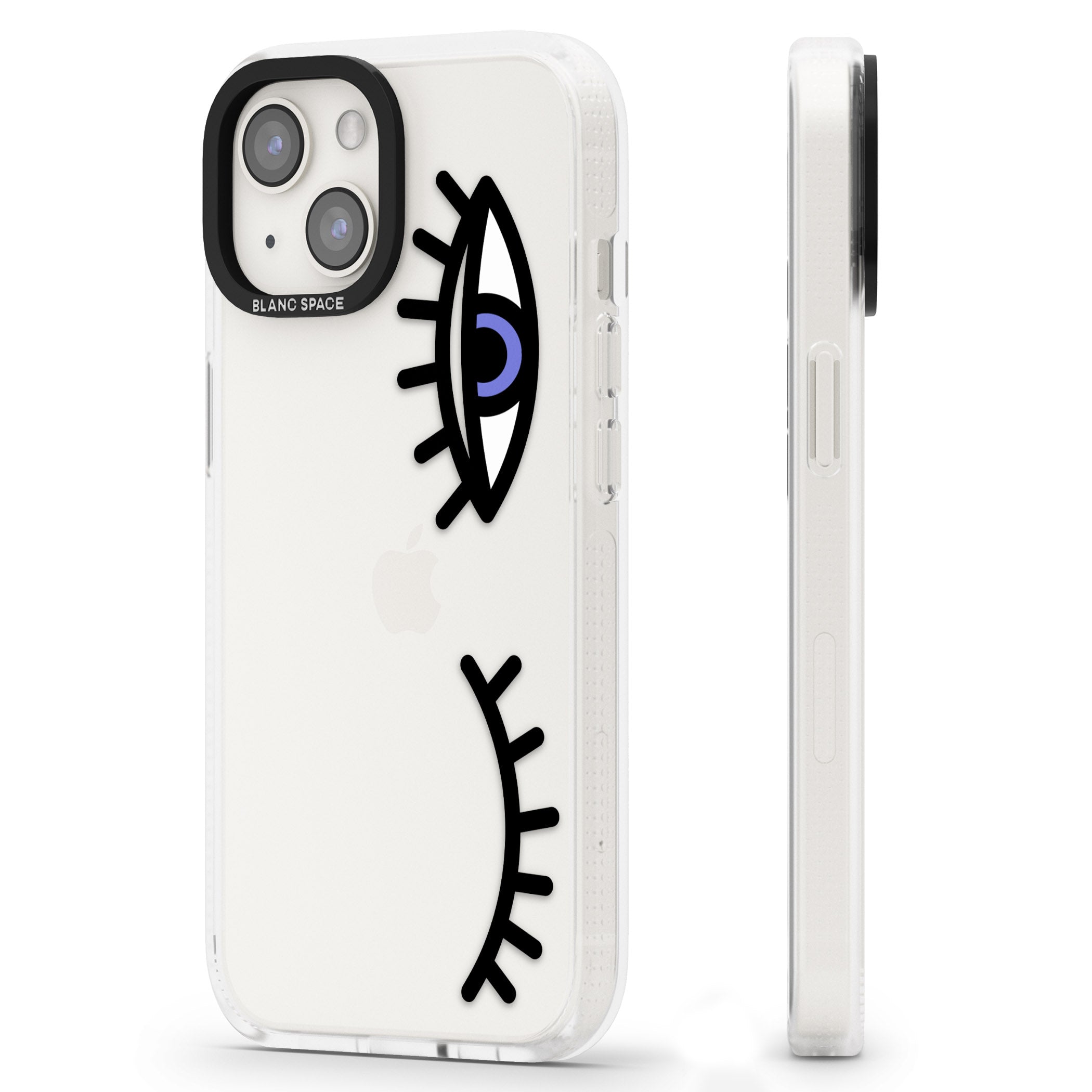 Winking Eyes Transparent Pattern iPhone 15 / 14 / 13 Clear Case Impact Air - Blanc Space
