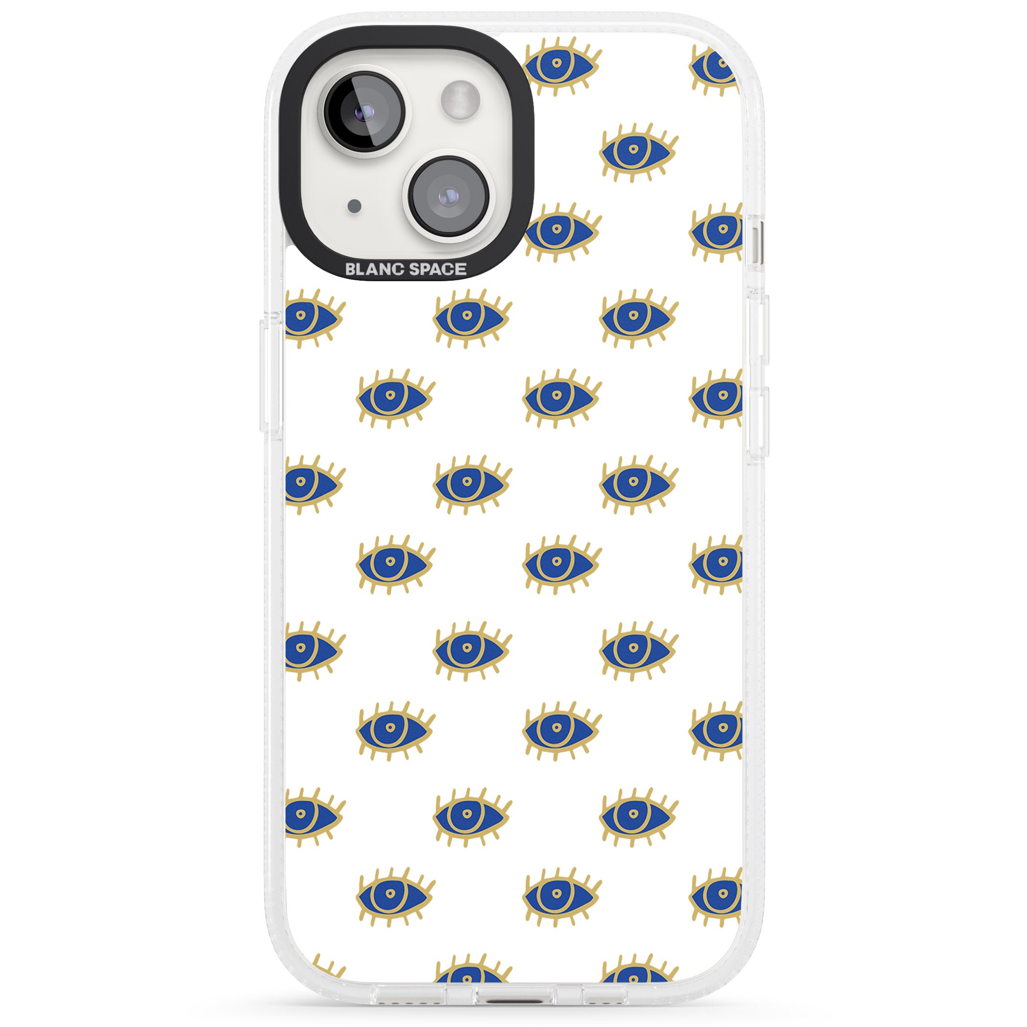 Gold Eyes Psychedelic Eyes Pattern iPhone 15 / 14 / 13 Clear Case Impact Air - Blanc Space