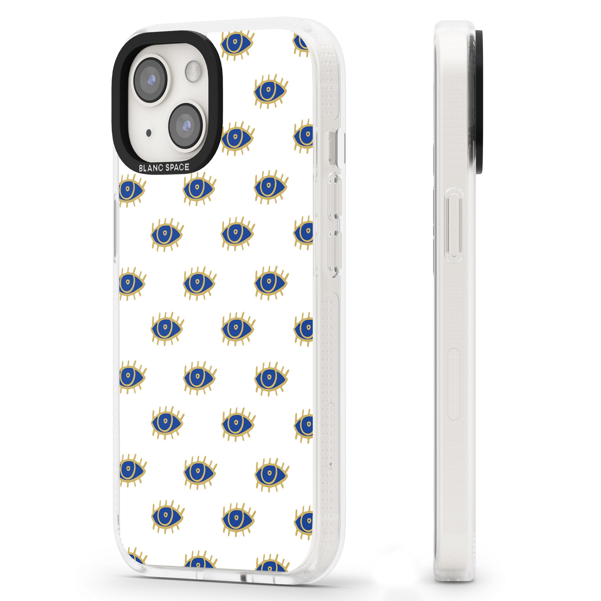 Gold Eyes Psychedelic Eyes Pattern iPhone 15 / 14 / 13 Clear Case Impact Air - Blanc Space