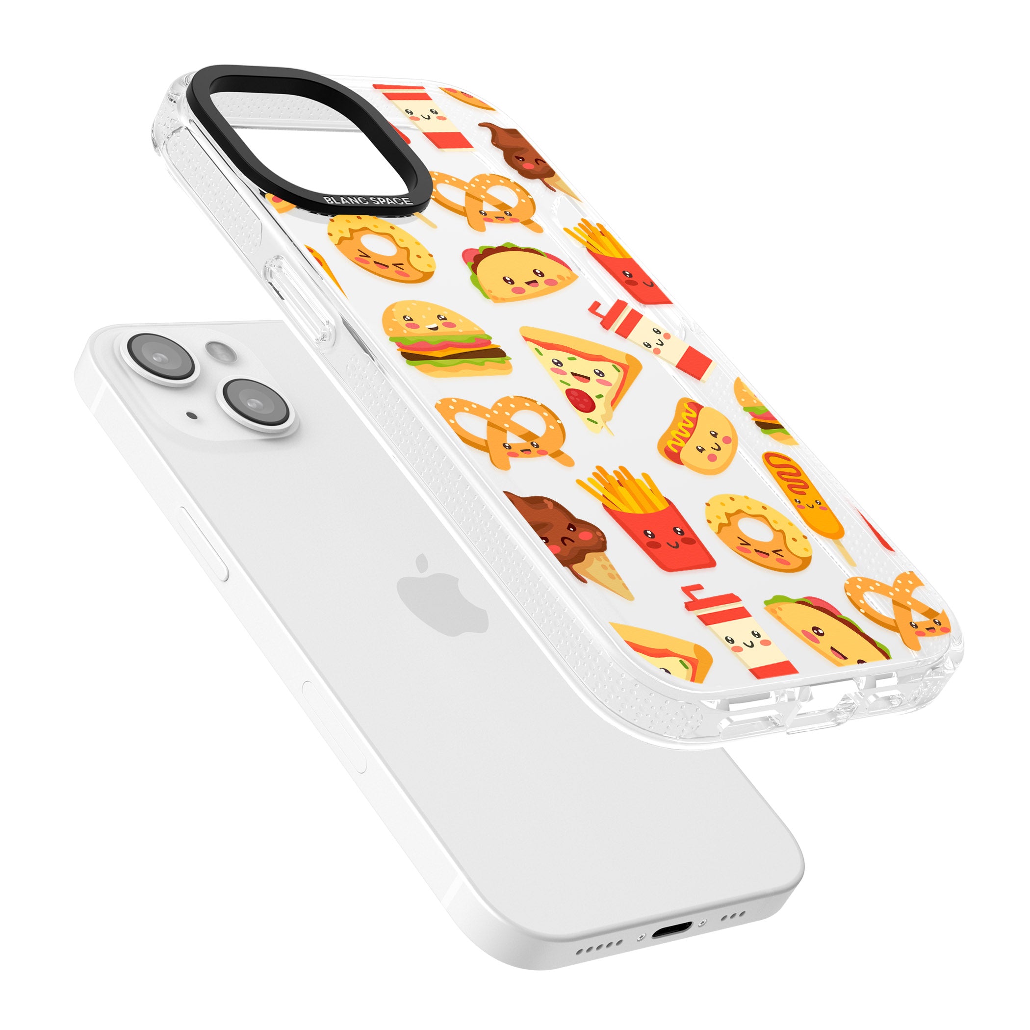 Fast Food Patterns Kawaii Fast Food Mix iPhone 15 / 14 / 13 Clear Case Impact Air - Blanc Space
