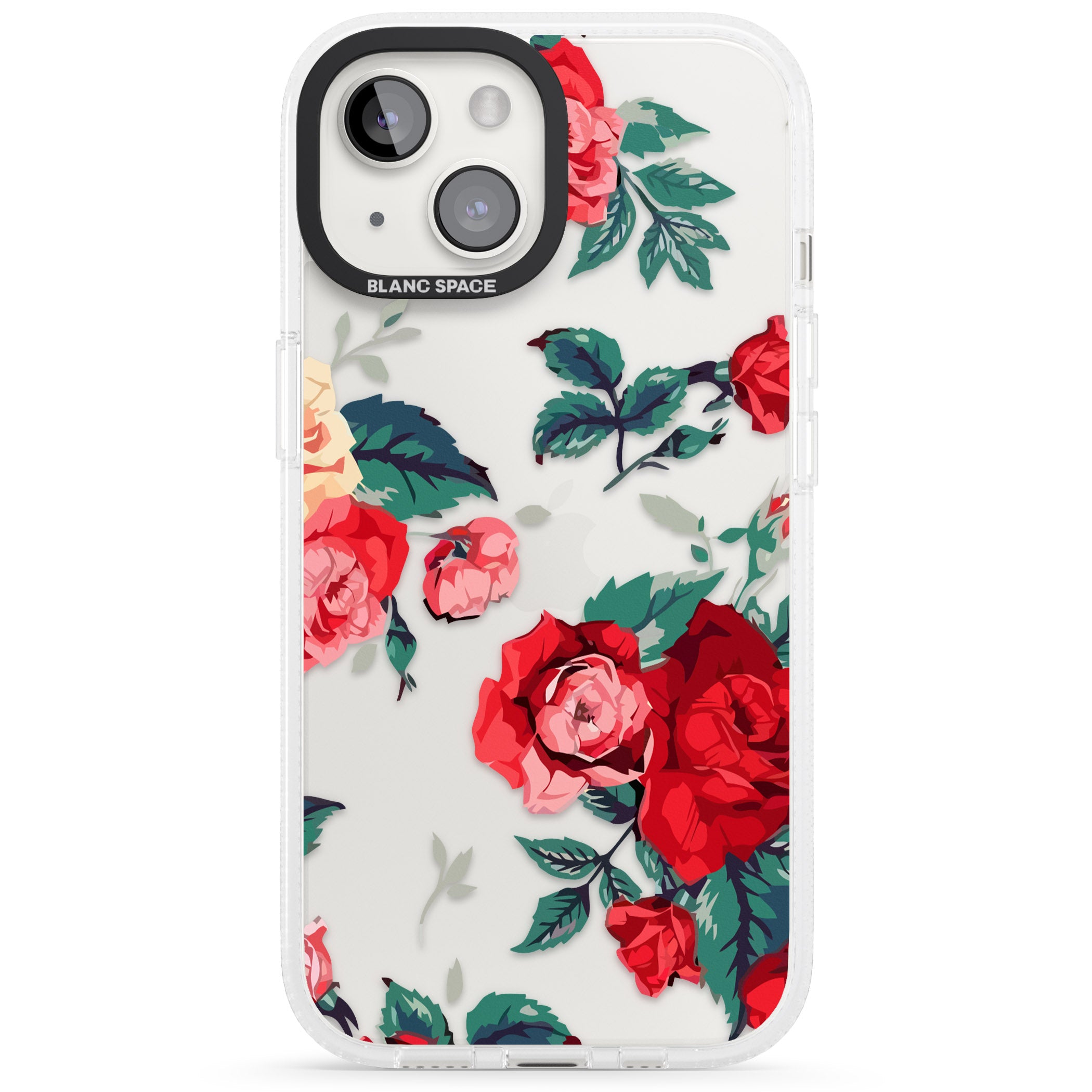 Rose Pattern iPhone 15 / 14 / 13 Clear Case Impact Air - Blanc Space