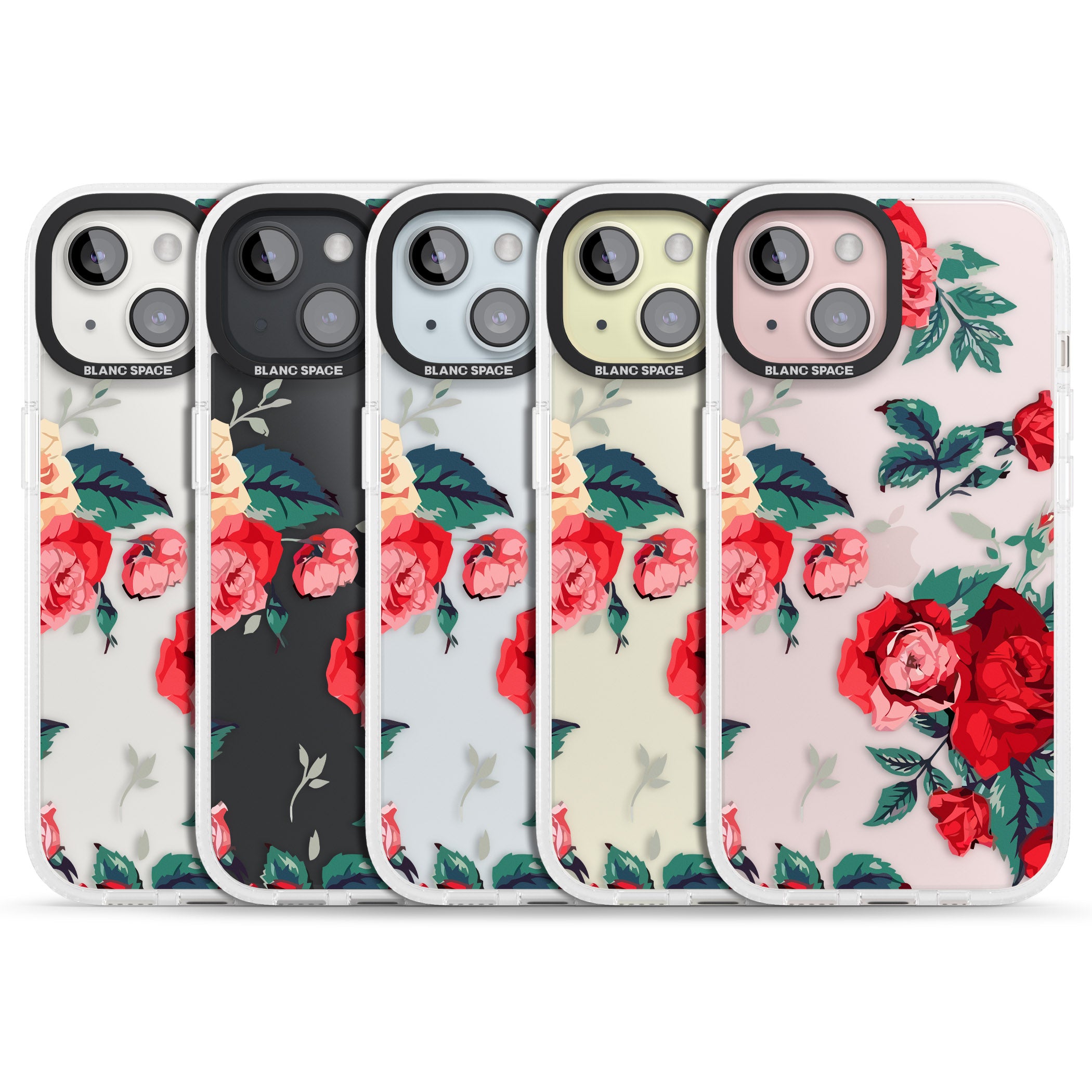 Rose Pattern iPhone 15 / 14 / 13 Clear Case Impact Air - Blanc Space