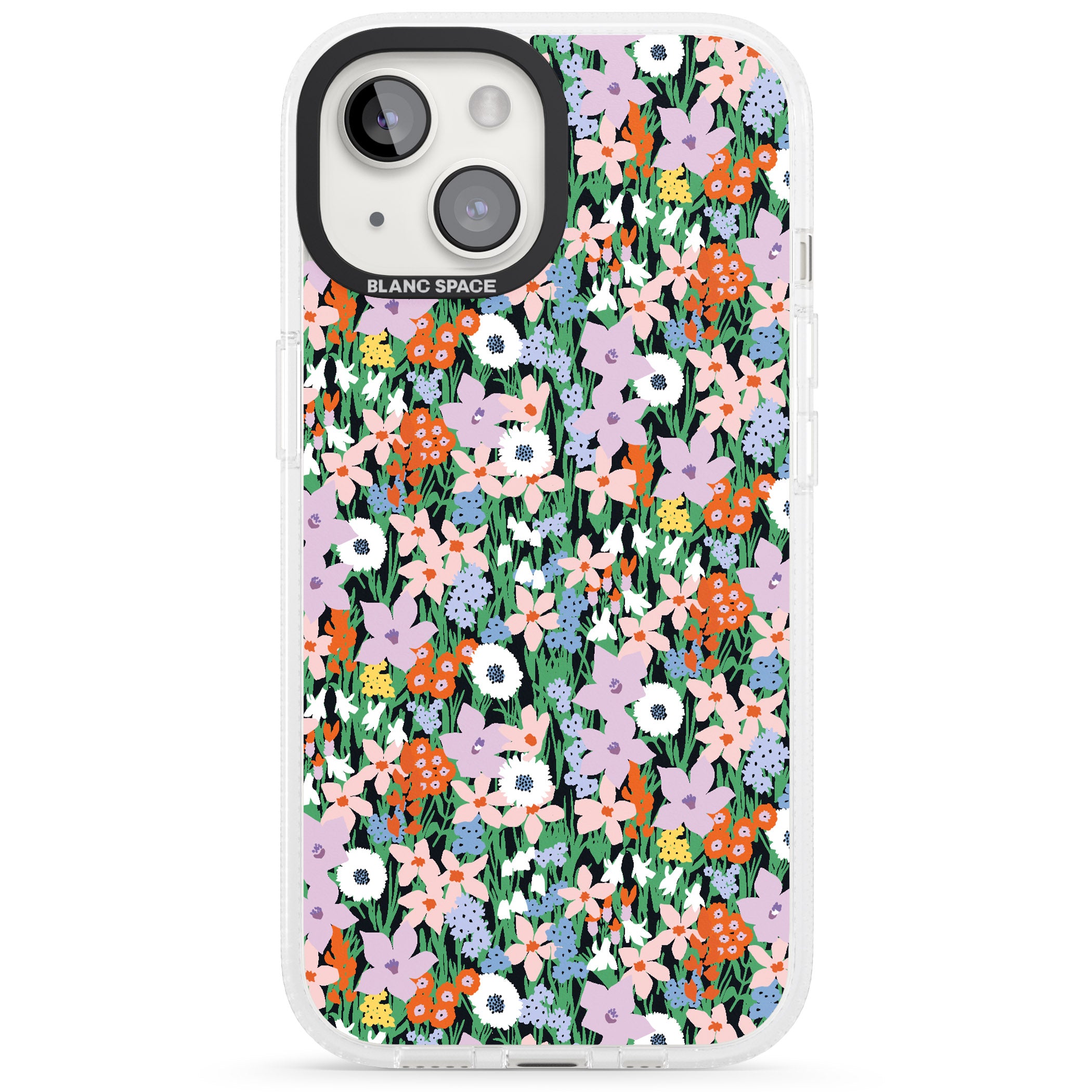 Jazzy Floral Mix: Solid iPhone 15 / 14 / 13 Clear Case Impact Air - Blanc Space