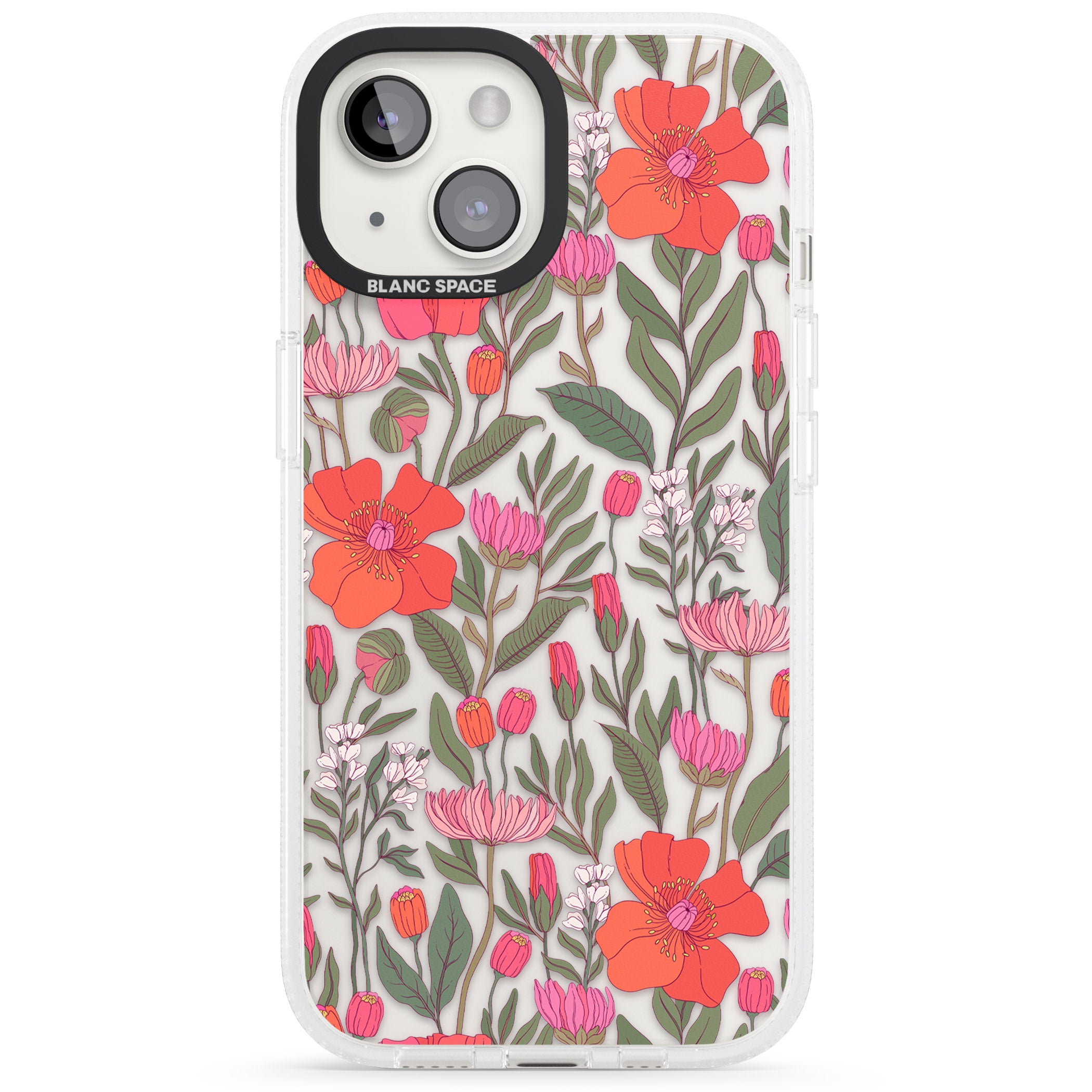 Peachy Floral iPhone 15 / 14 / 13 Clear Case Impact Air - Blanc Space