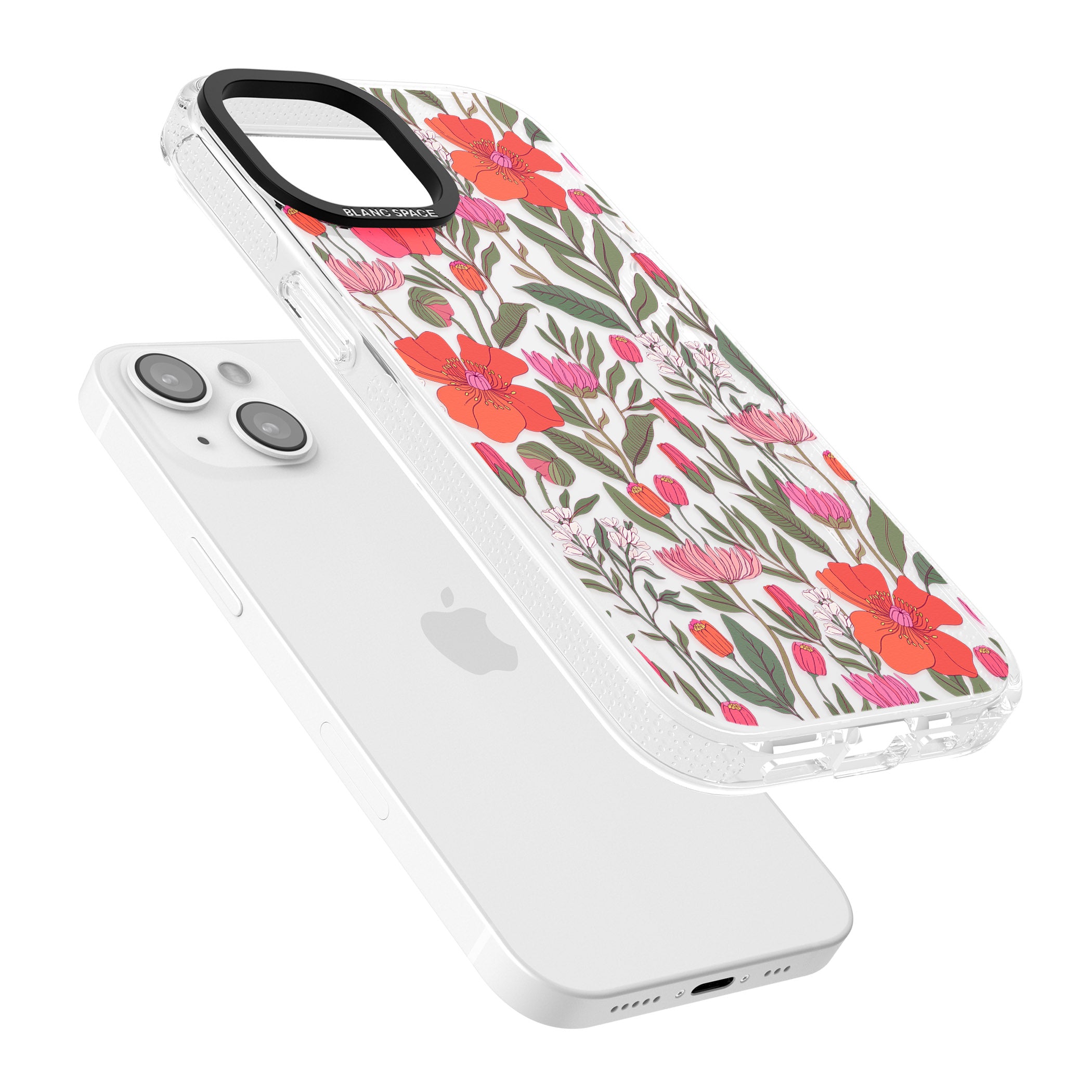 Peachy Floral iPhone 15 / 14 / 13 Clear Case Impact Air - Blanc Space
