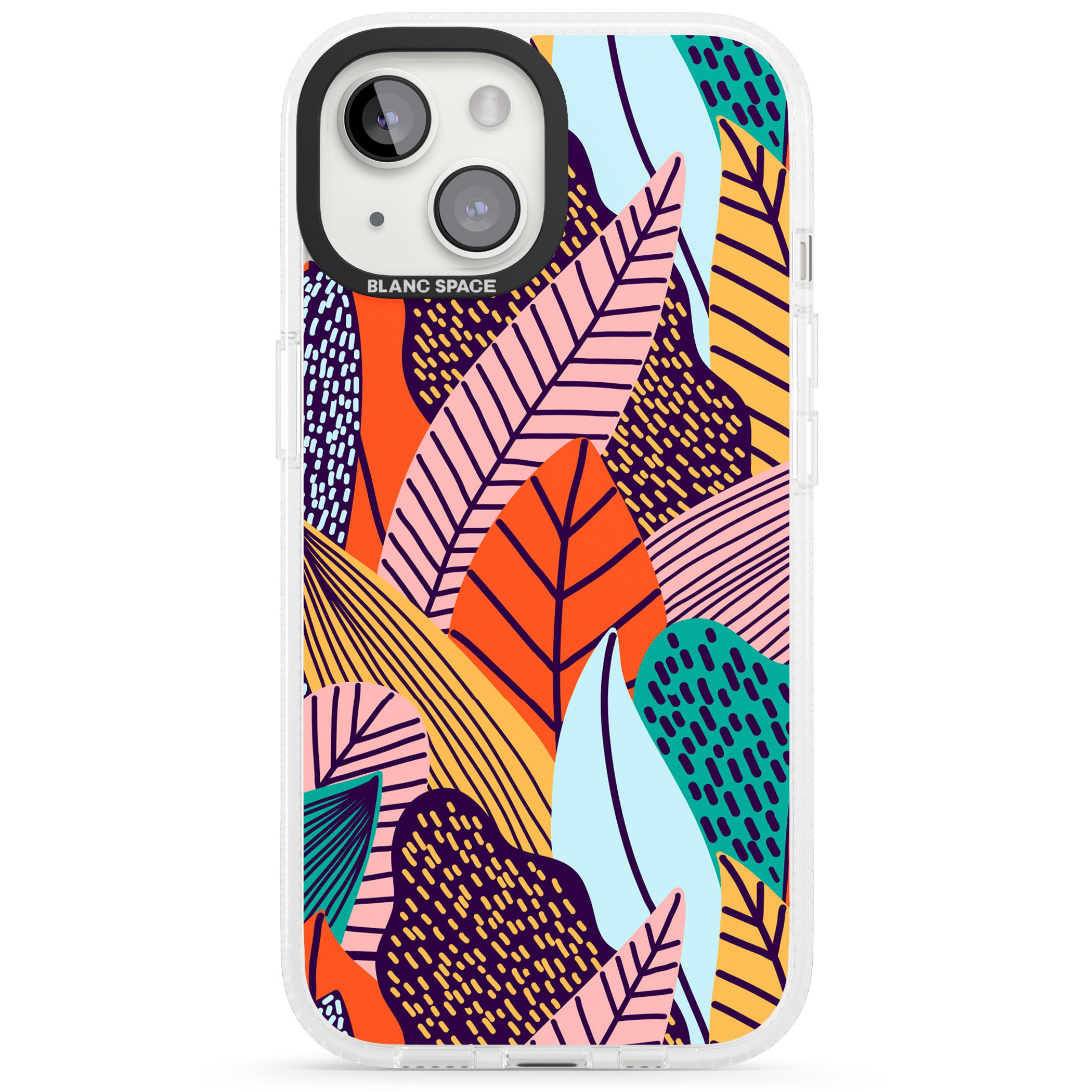 Abstract Leaves iPhone 15 / 14 / 13 Clear Case Impact Air - Blanc Space