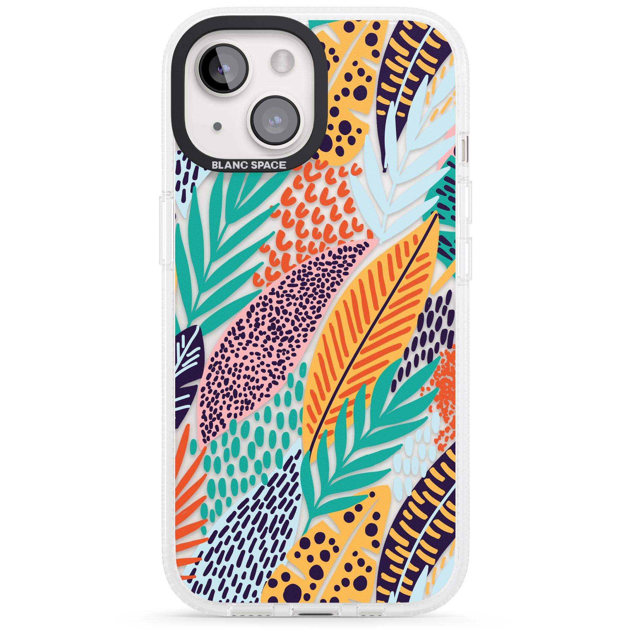 Colourful Leaves Mixture iPhone 15 / 14 / 13 Clear Case Impact Air - Blanc Space