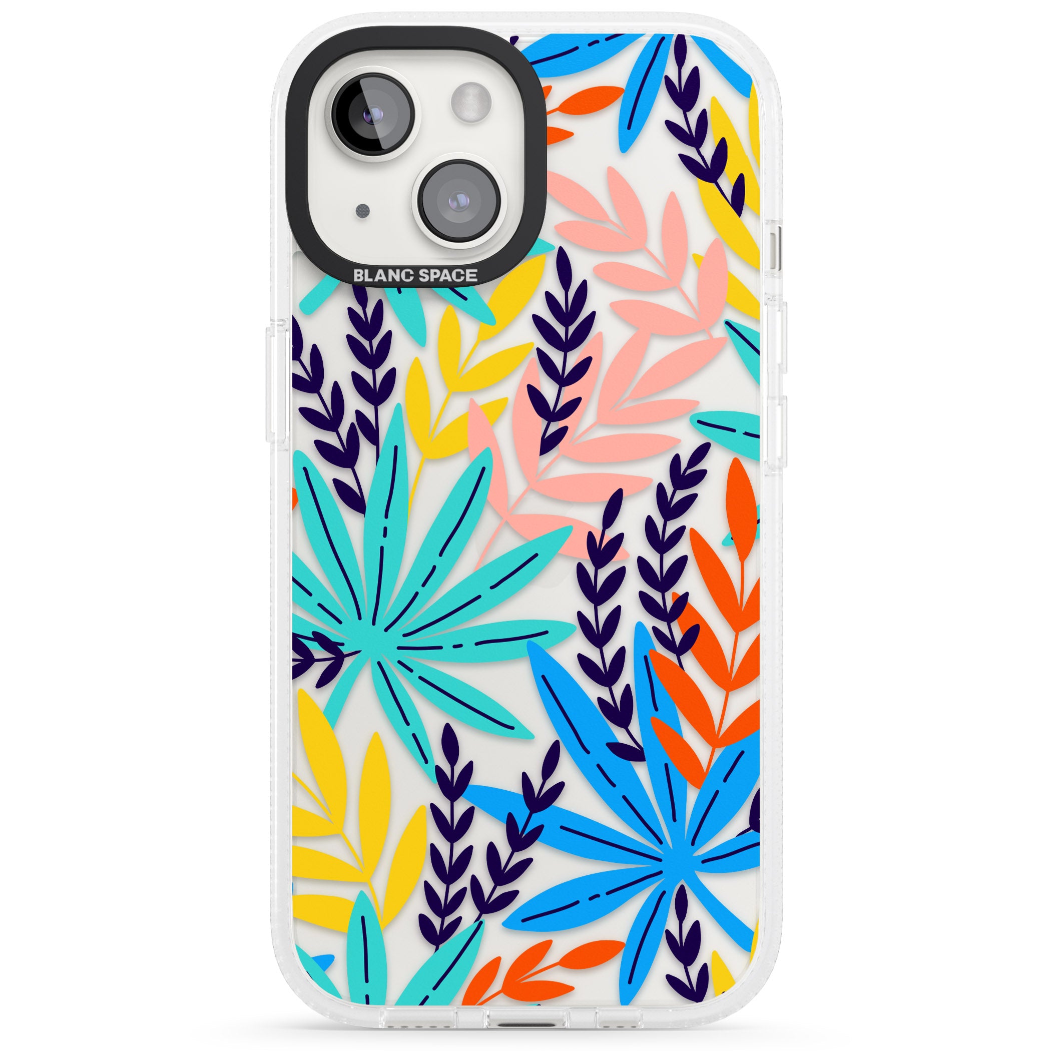 Tropical Palm Leaves iPhone 15 / 14 / 13 Clear Case Impact Air - Blanc Space