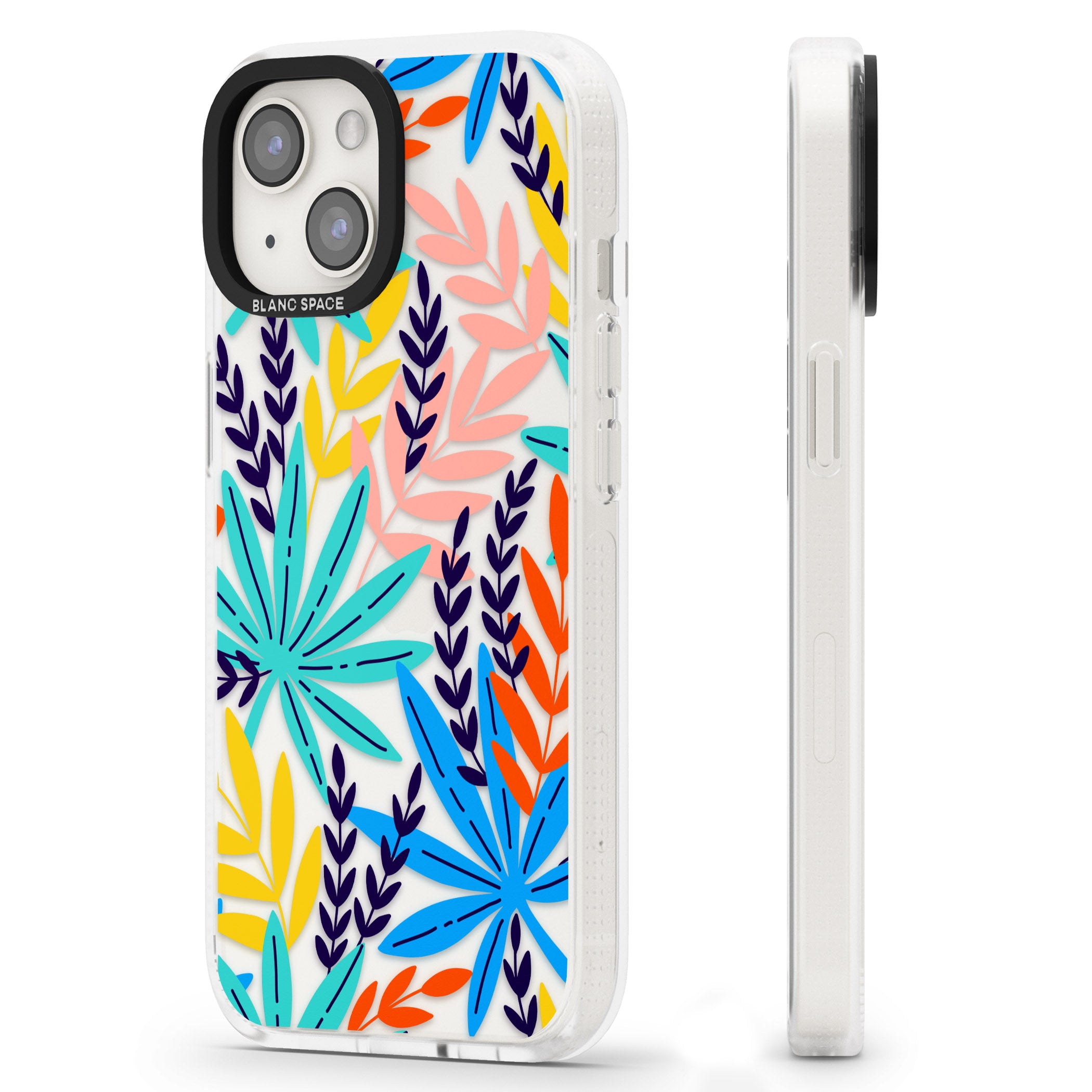 Tropical Palm Leaves iPhone 15 / 14 / 13 Clear Case Impact Air - Blanc Space