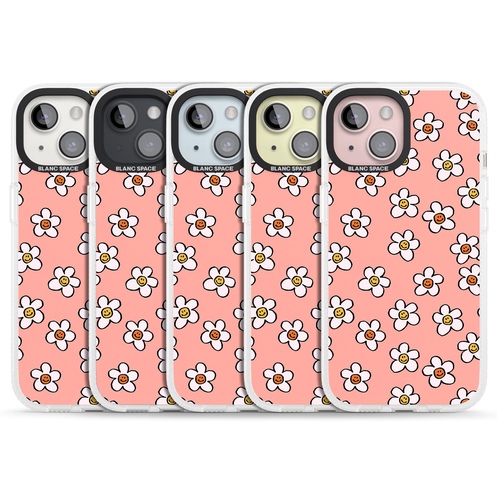 Peachy Daisy Smiles iPhone 15 / 14 / 13 Clear Case Impact Air - Blanc Space