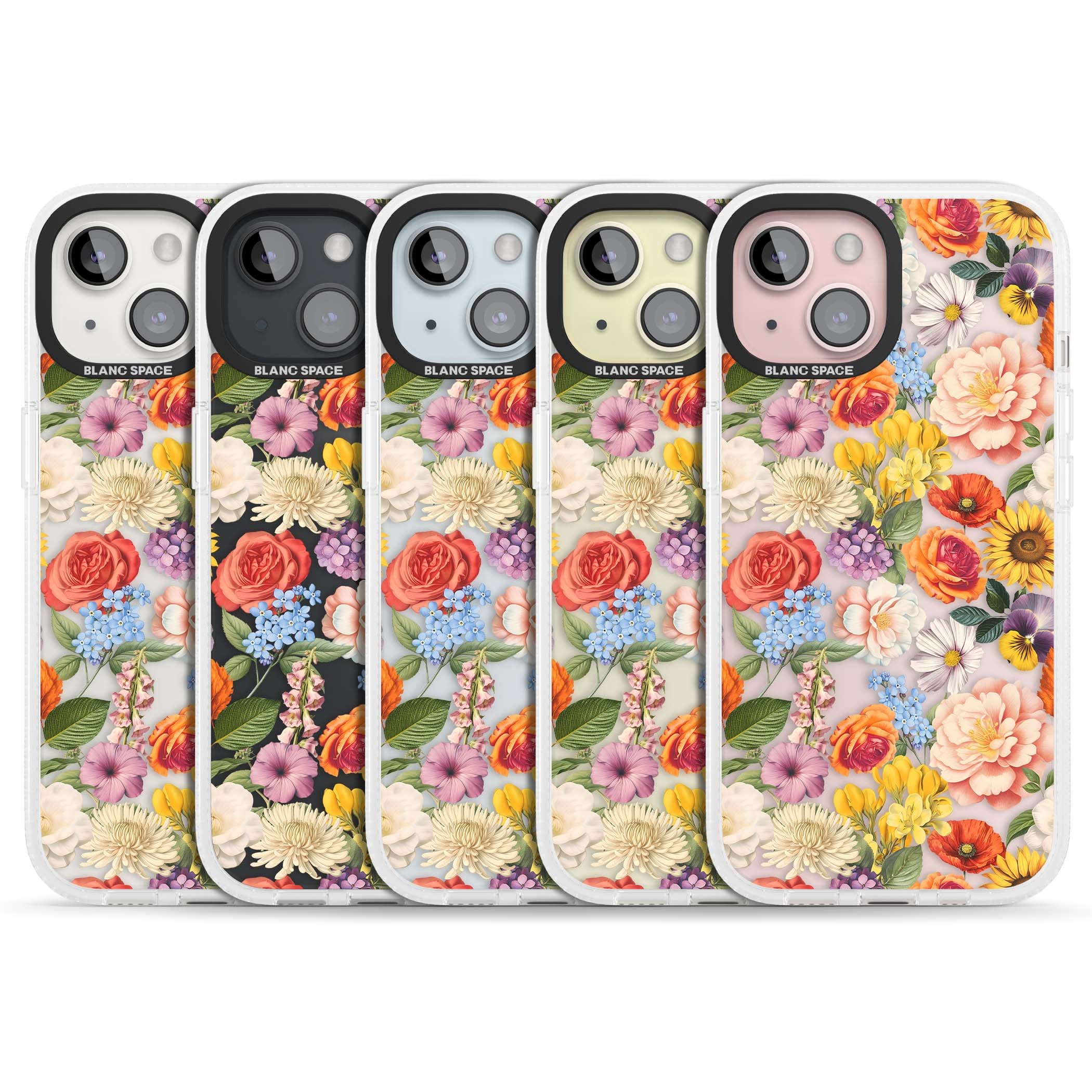 Bloom Basket floral iPhone case featuring cottage garden flowers including peonies, sunflowers, and wildflowers in pastel col | Clear Case Impact Air case for iPhone 15, iPhone 15 Plus