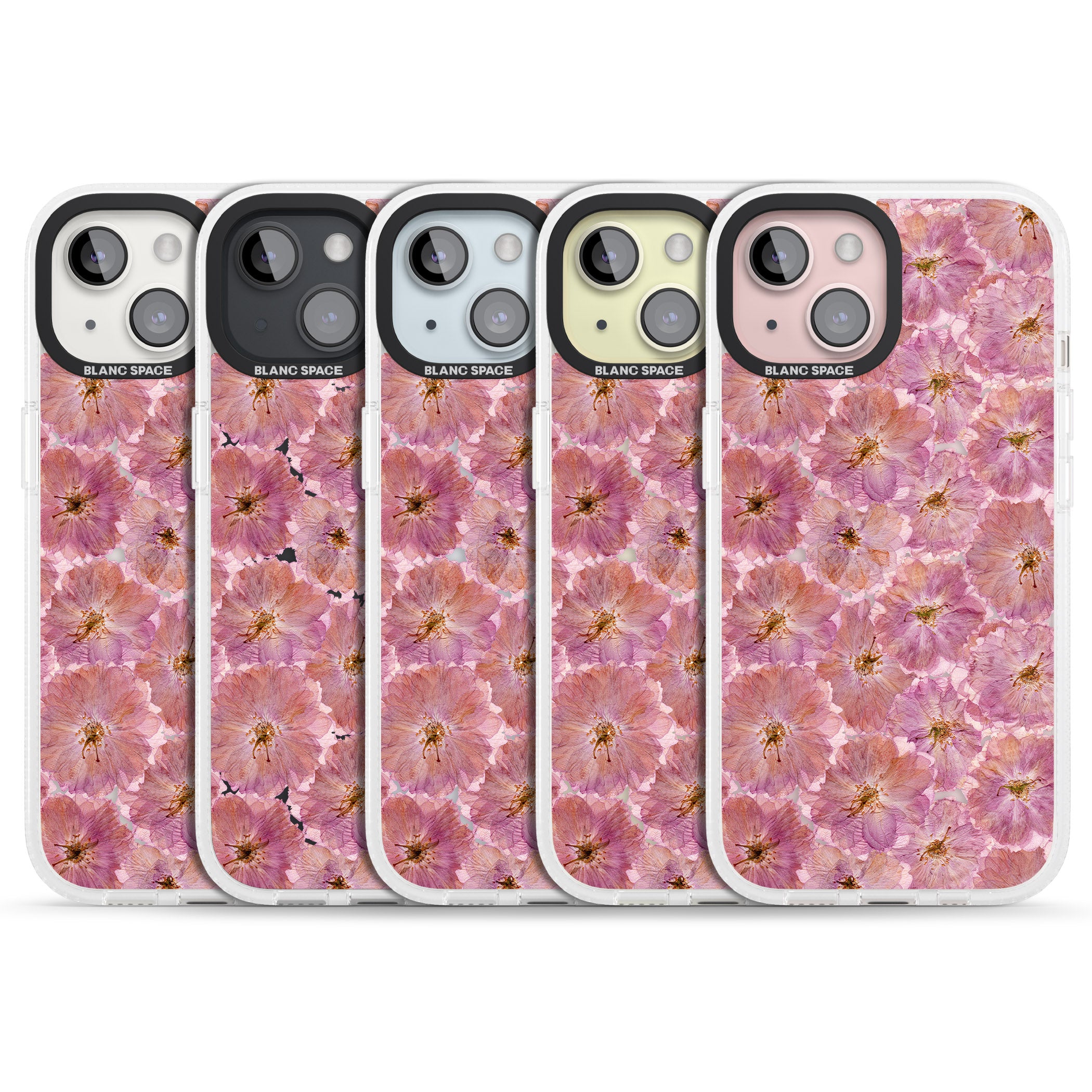 Large Pink Flowers Transparent Design iPhone 15 / 14 / 13 Clear Case Impact Air - Blanc Space
