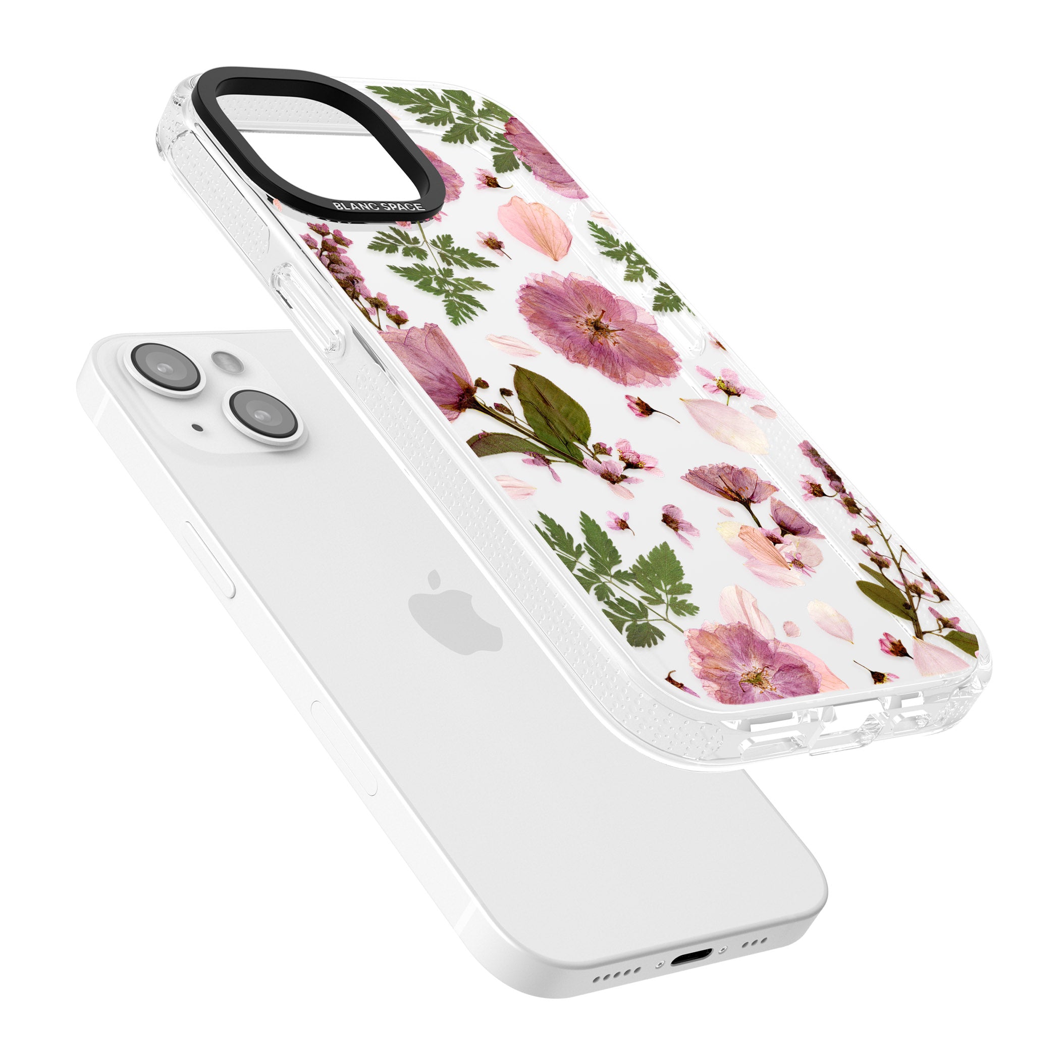 Natural Arrangement of Flowers & Leaves Design iPhone 15 / 14 / 13 Clear Case Impact Air - Blanc Space